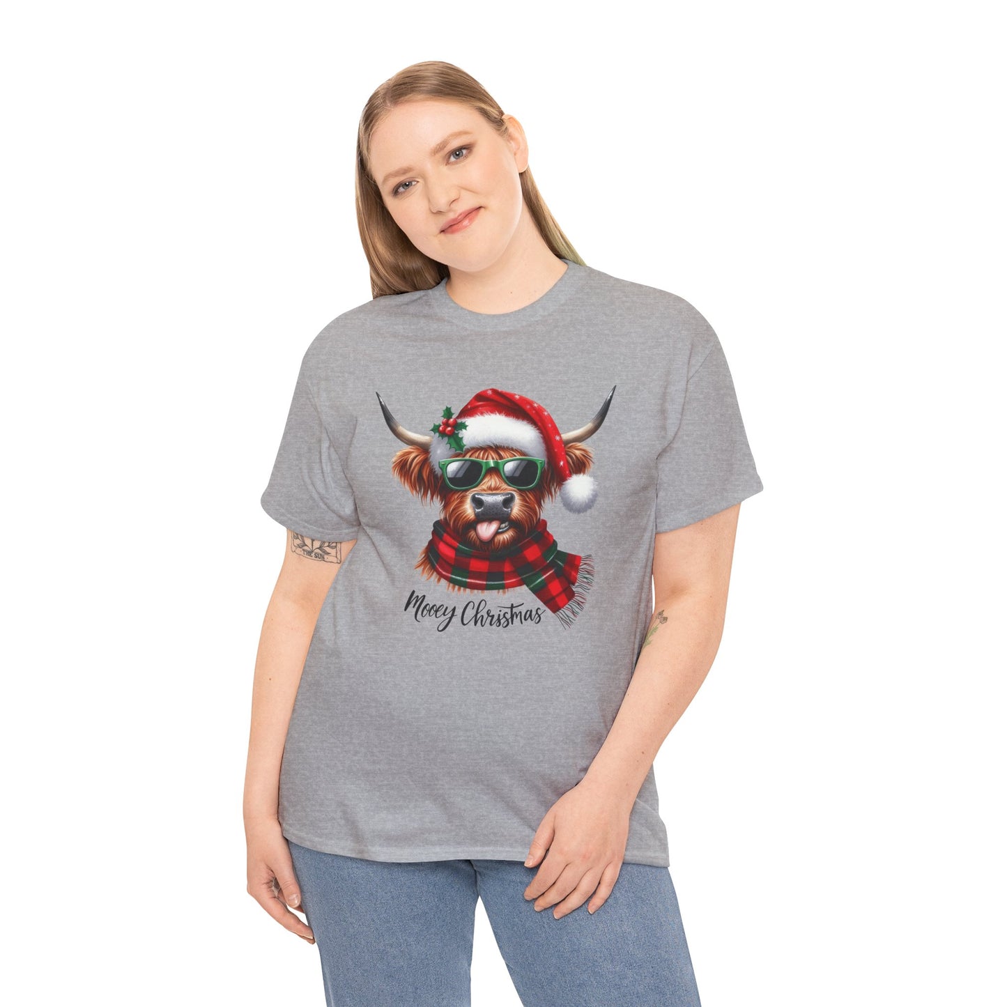 Merry Christmas Highland Cow Tee - Heavy Cotton Shirt