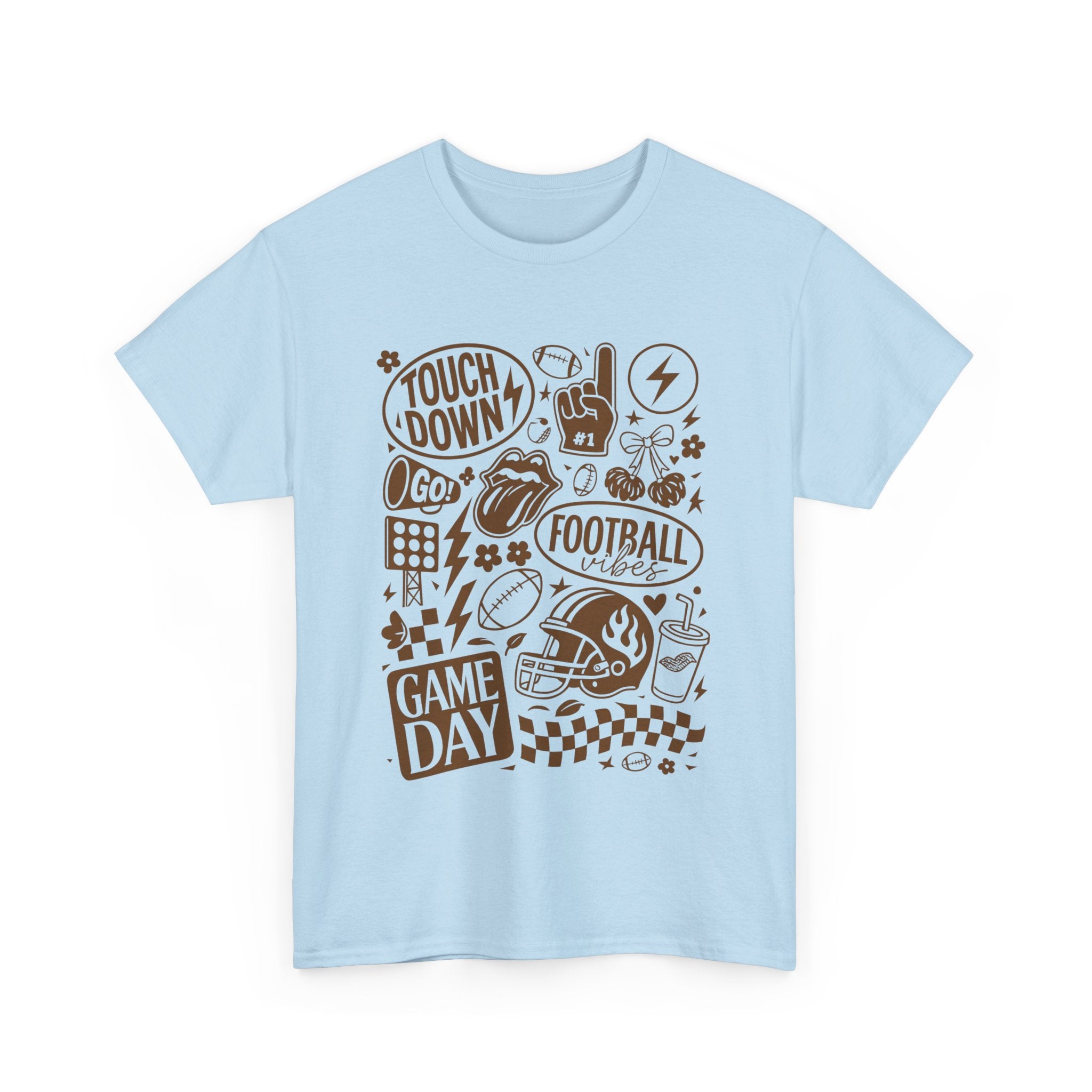 Football Game Day Heavy Cotton Tee with Touchdown Design