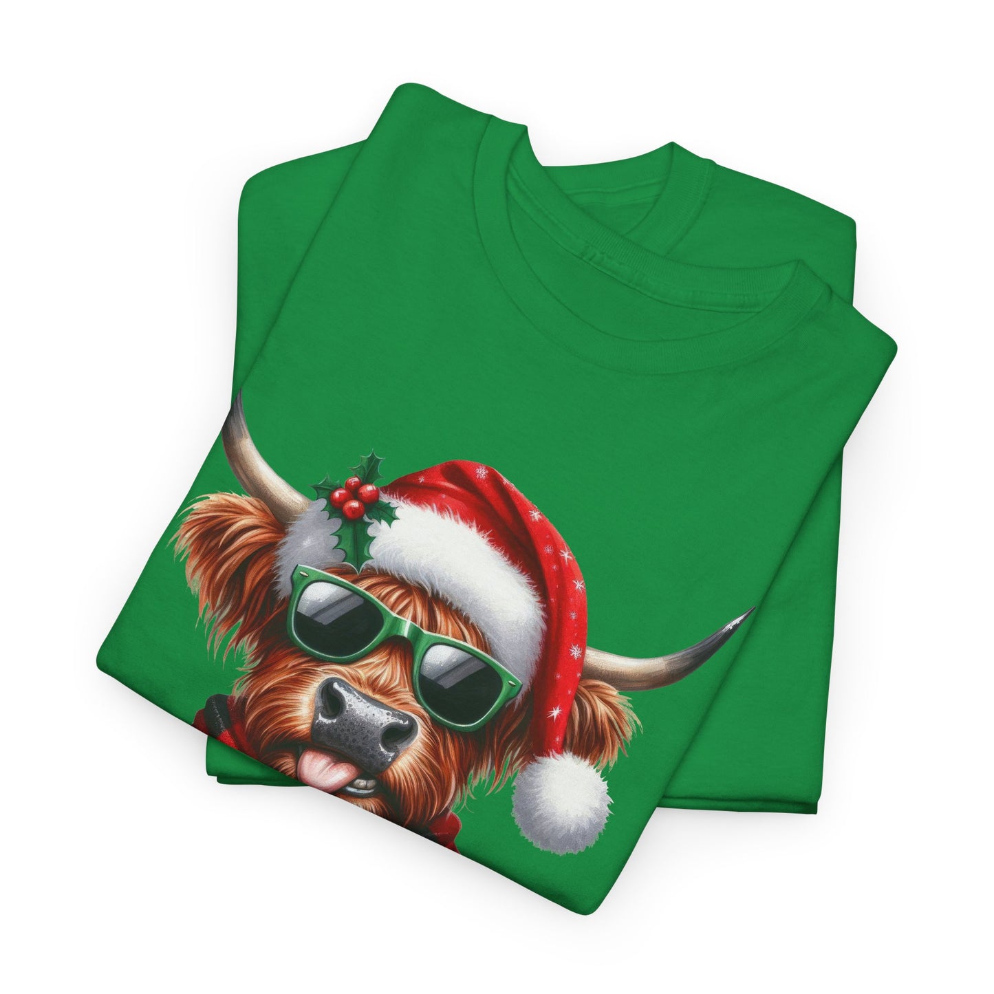Merry Christmas Highland Cow Tee - Heavy Cotton Shirt