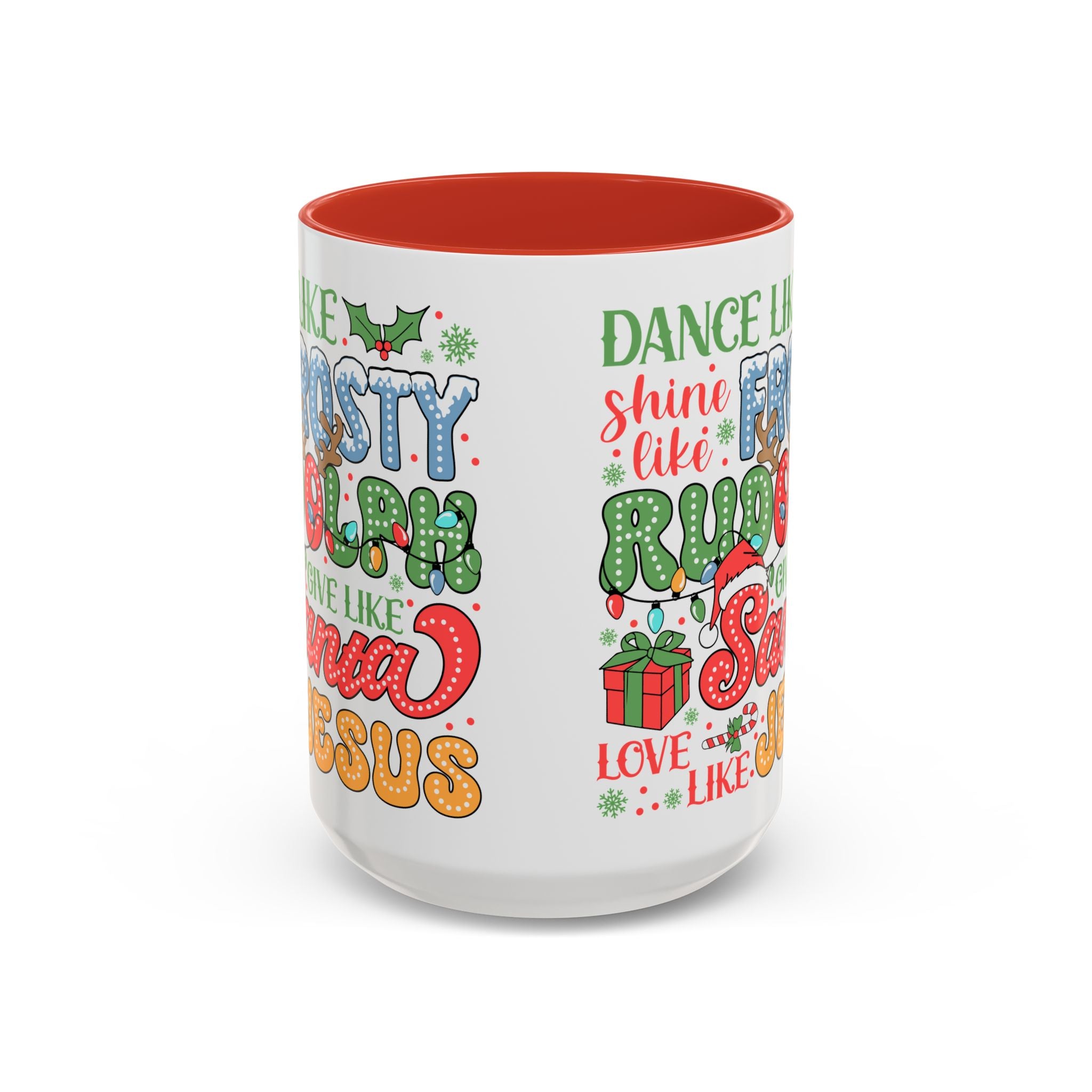 Festive Accent Coffee Mug - Holiday Cheer with Santa & Friends Design