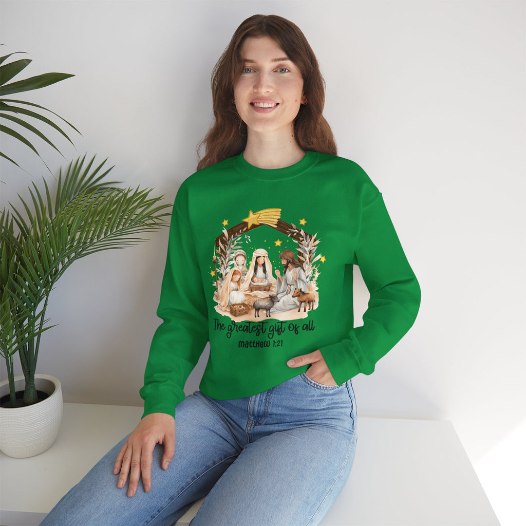Christmas Nativity Crewneck Sweatshirt - "The Greatest Gift of All"