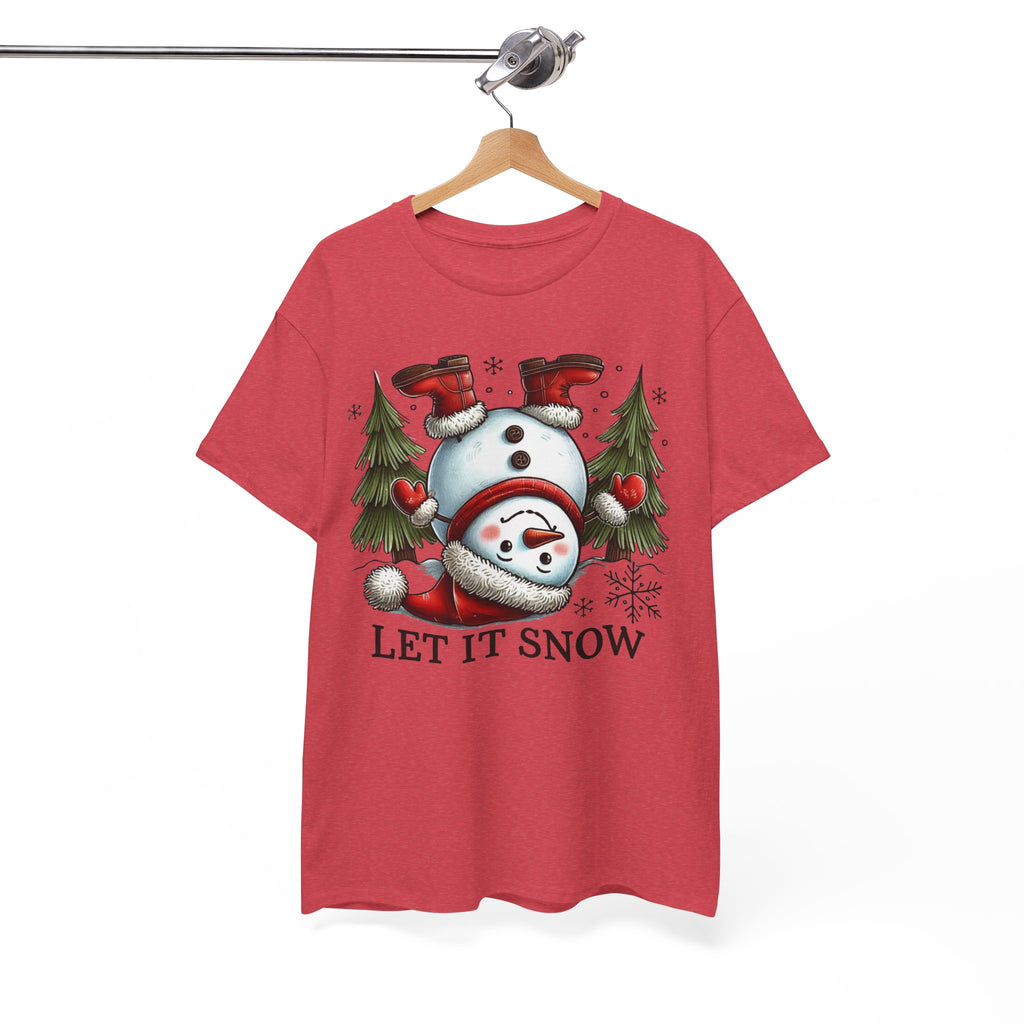Let It Snow Heavy Cotton Tee - Festive Winter Apparel
