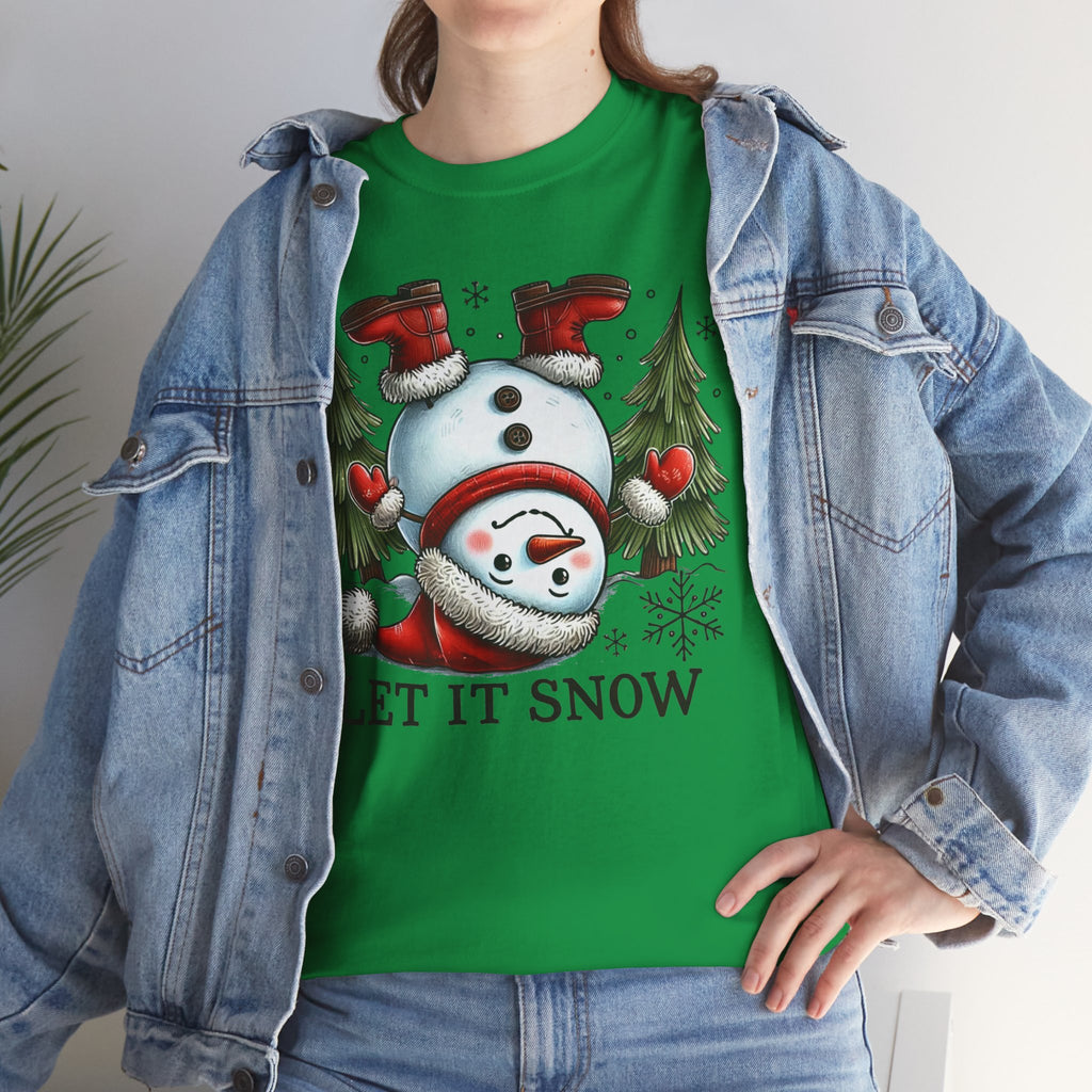 Let It Snow Heavy Cotton Tee - Festive Winter Apparel