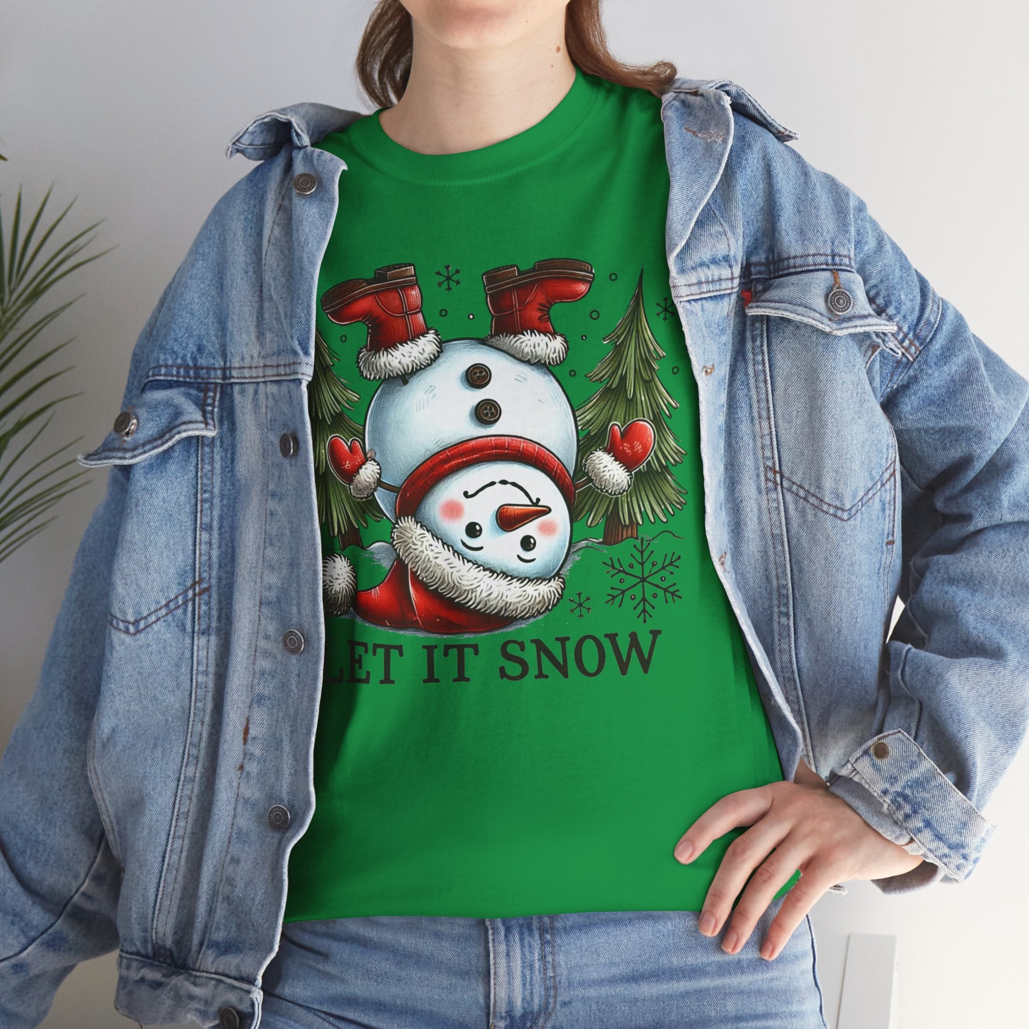 Let It Snow Heavy Cotton Tee - Festive Winter Apparel