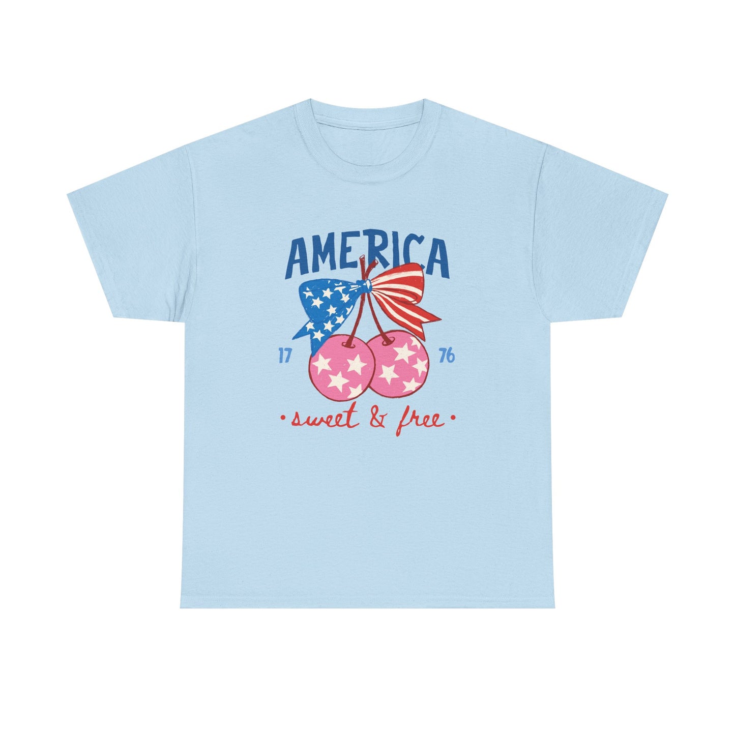 "America Sweet & Free" Patriotic Cherry Tee (1776)