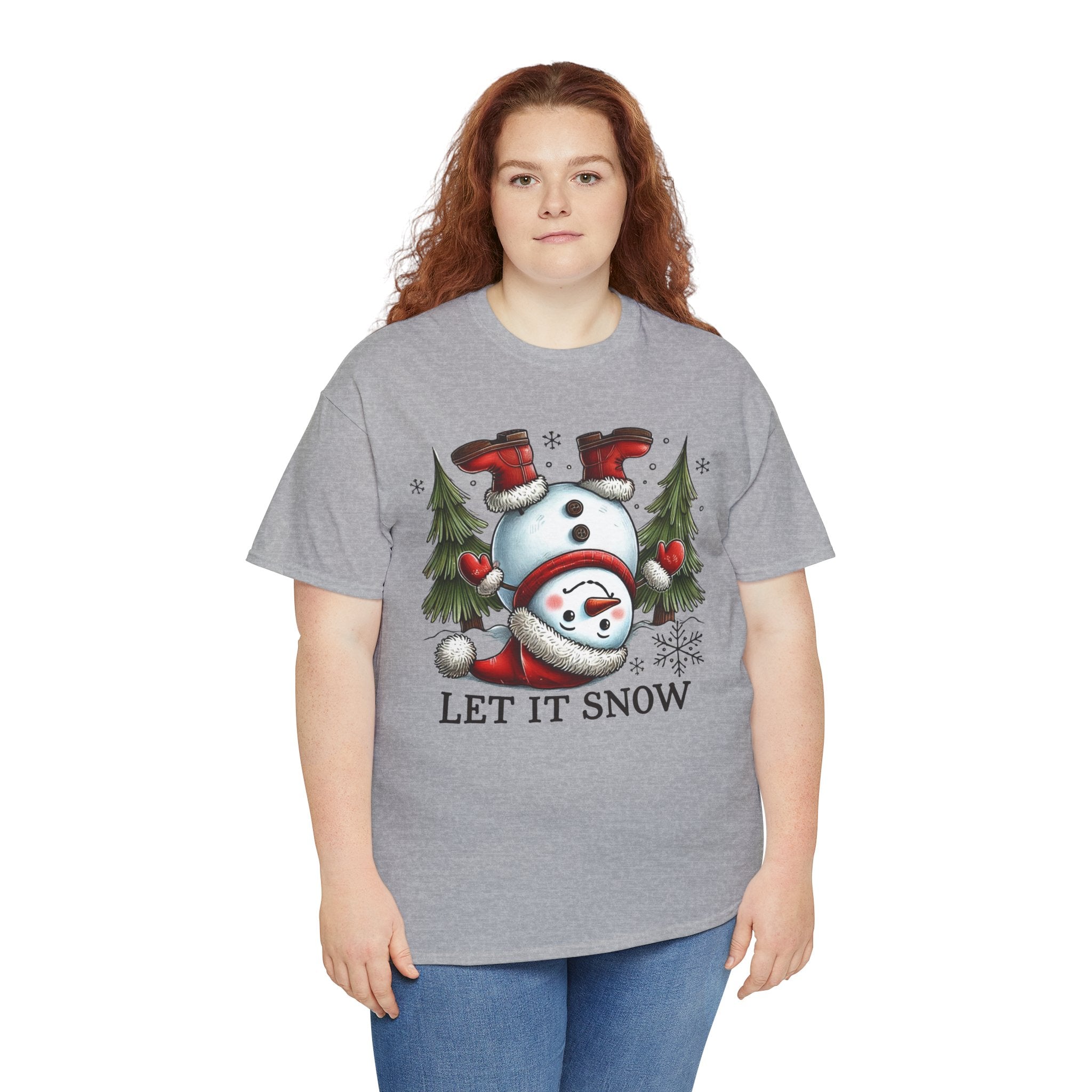 Let It Snow Heavy Cotton Tee - Festive Winter Apparel