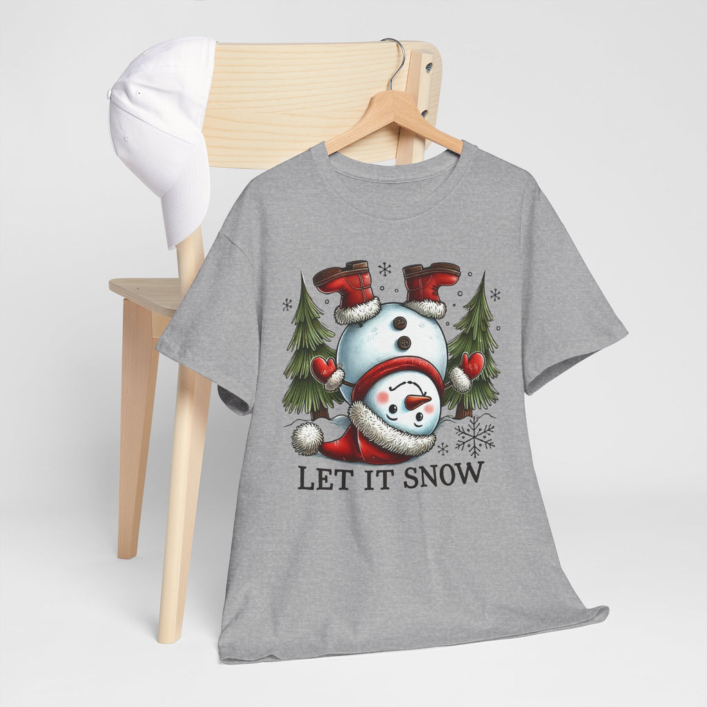 Let It Snow Heavy Cotton Tee - Festive Winter Apparel