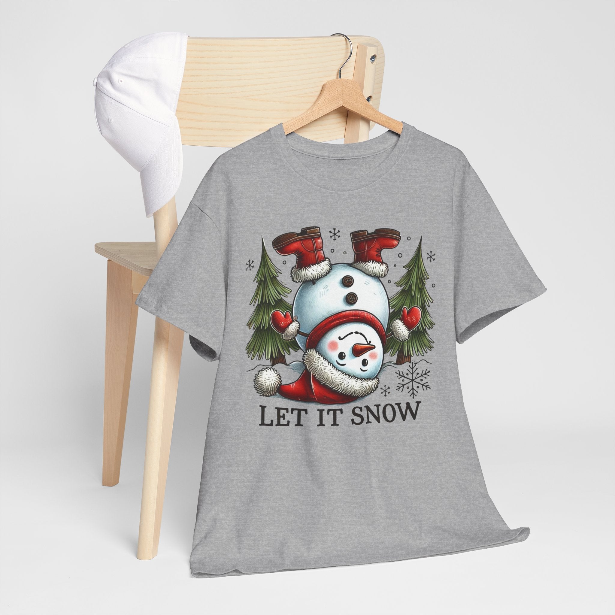 Let It Snow Heavy Cotton Tee - Festive Winter Apparel