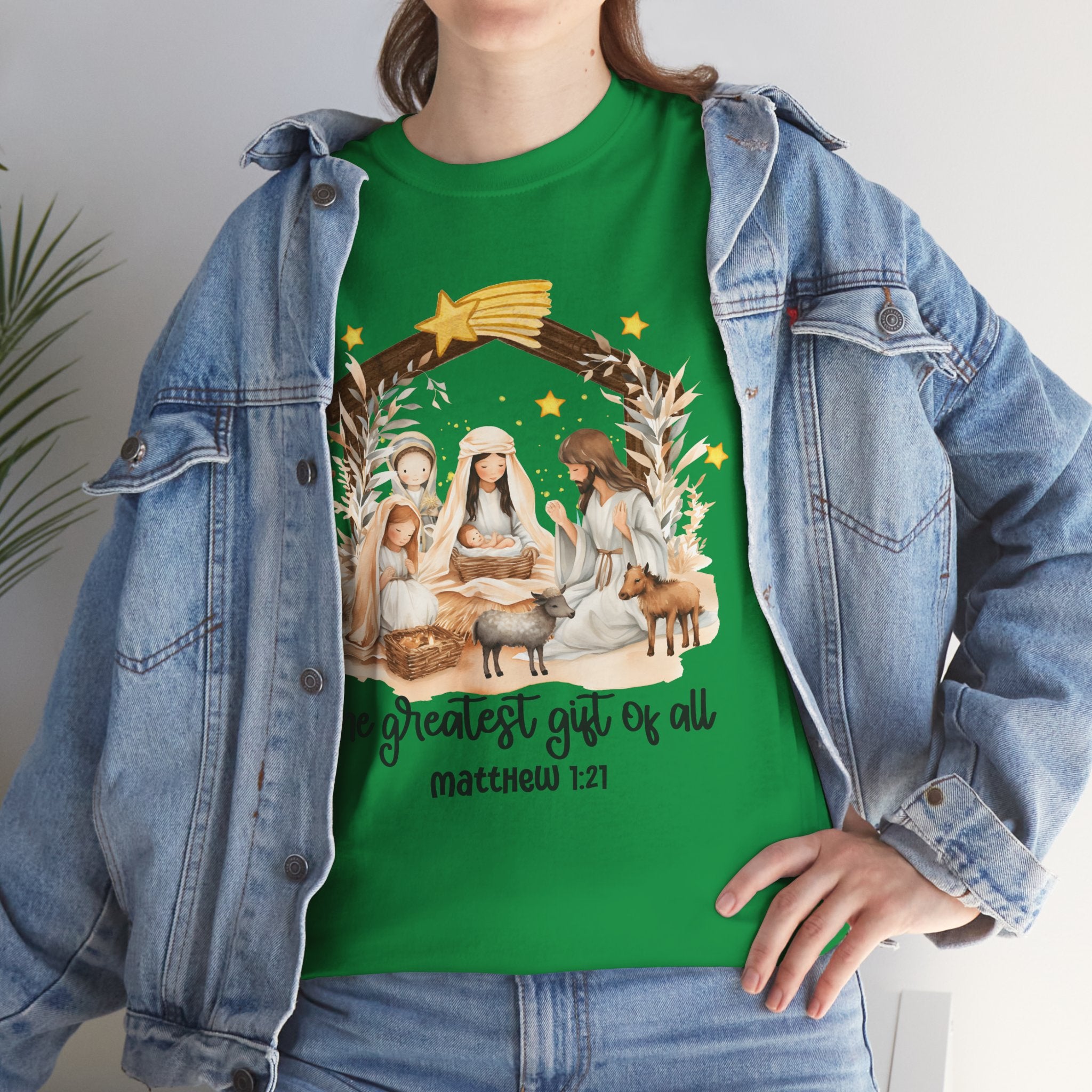The Greatest Gift of All Heavy Cotton Tee - Christmas Nativity Design