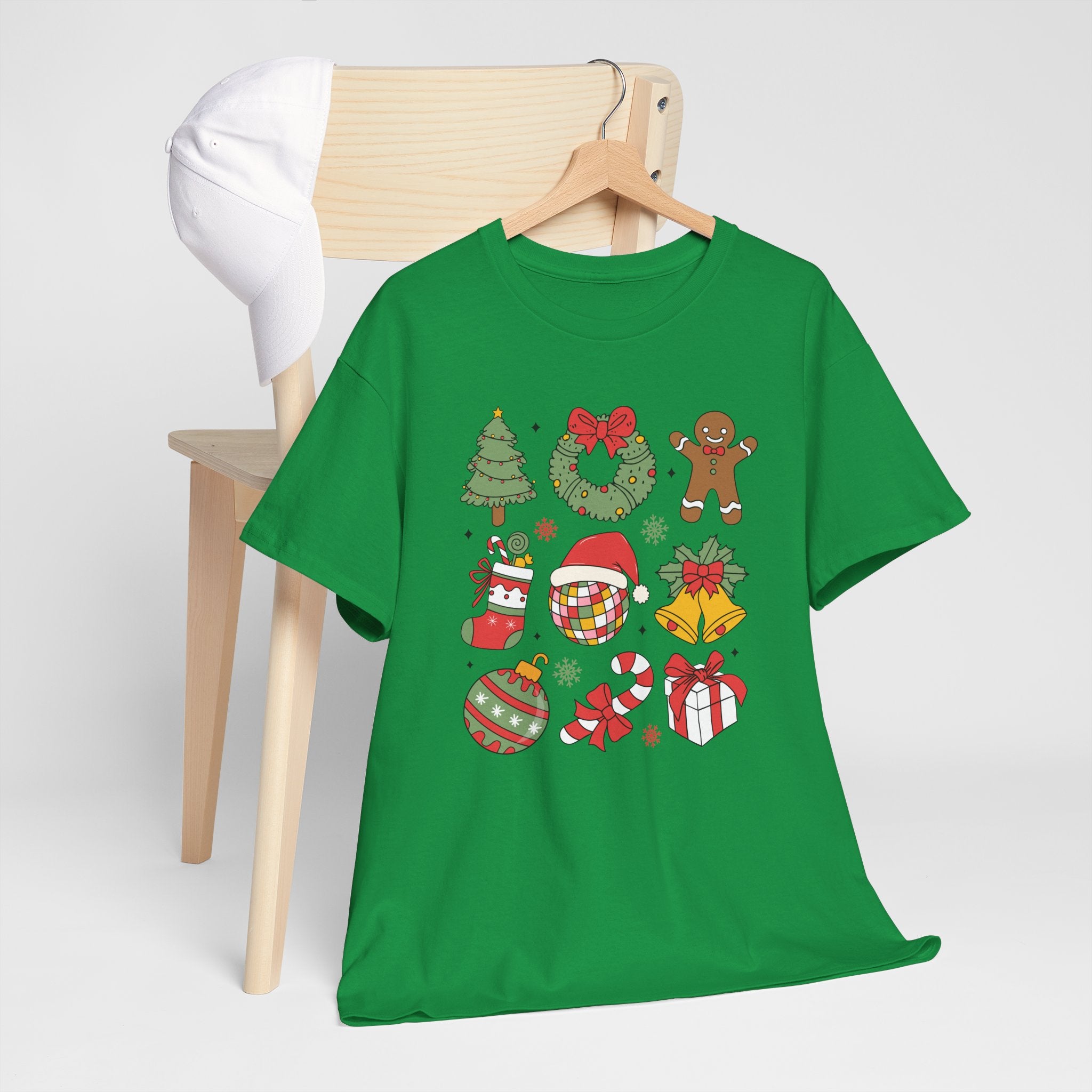 Festive Holiday Heavy Cotton Tee - Christmas Cheer Design