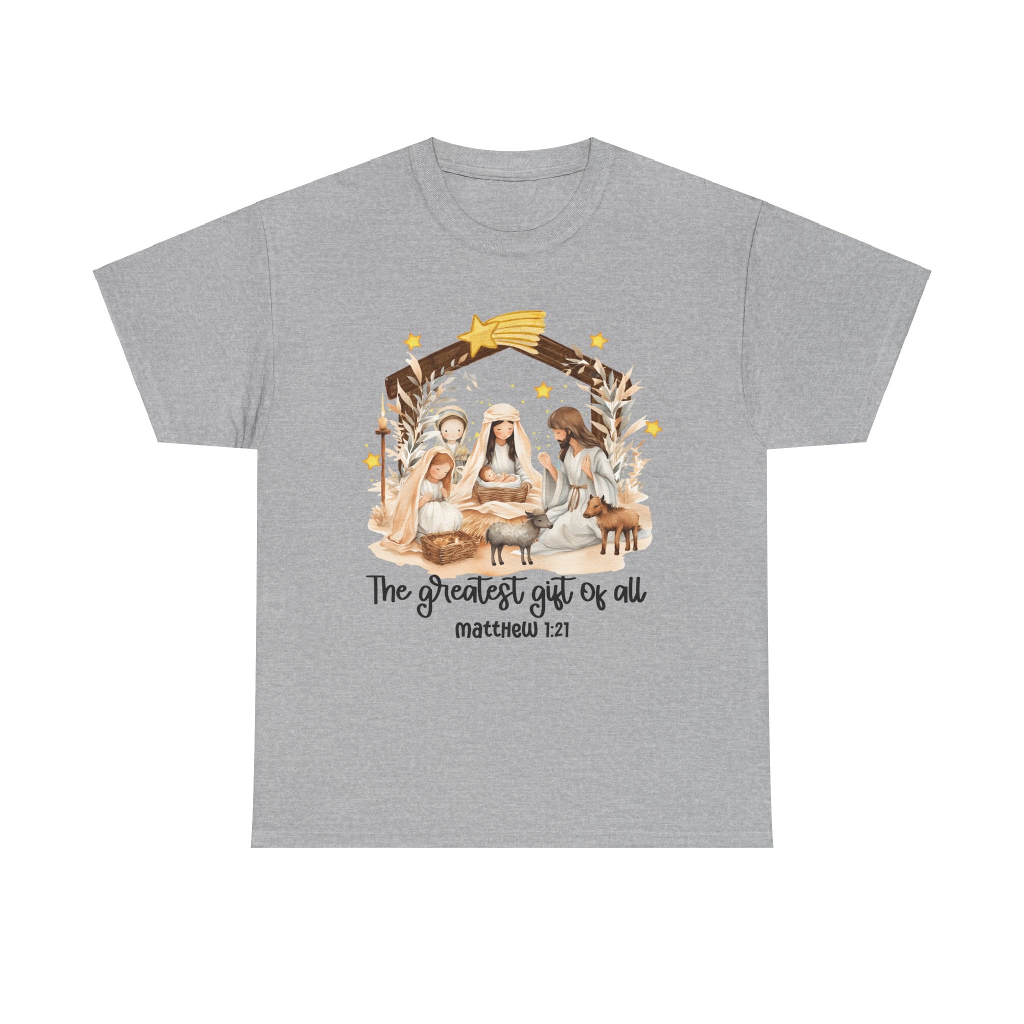 The Greatest Gift of All Heavy Cotton Tee - Christmas Nativity Design