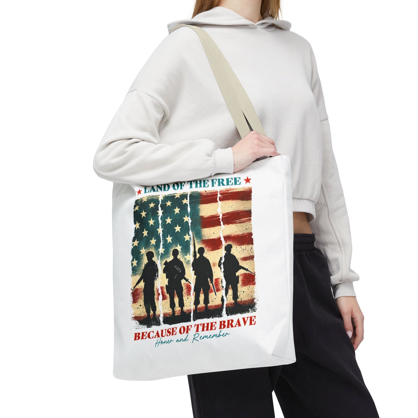 Patriotic Tote Bag - Land of the Free, Because of the Brave