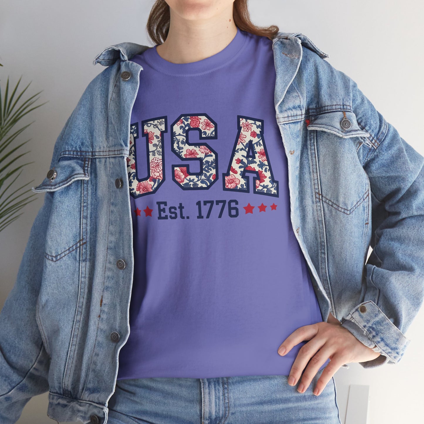 Patriotic USA Floral- Tee