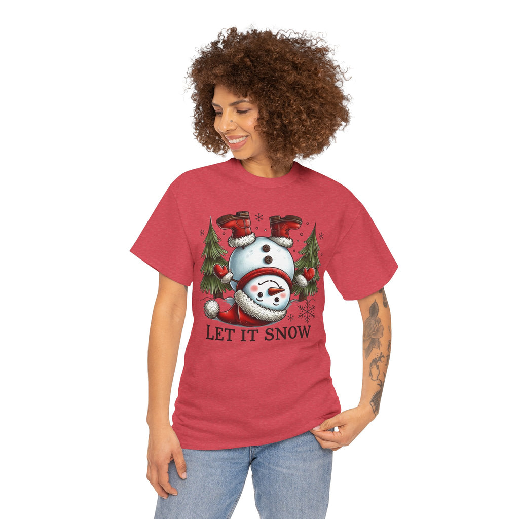Let It Snow Heavy Cotton Tee - Festive Winter Apparel