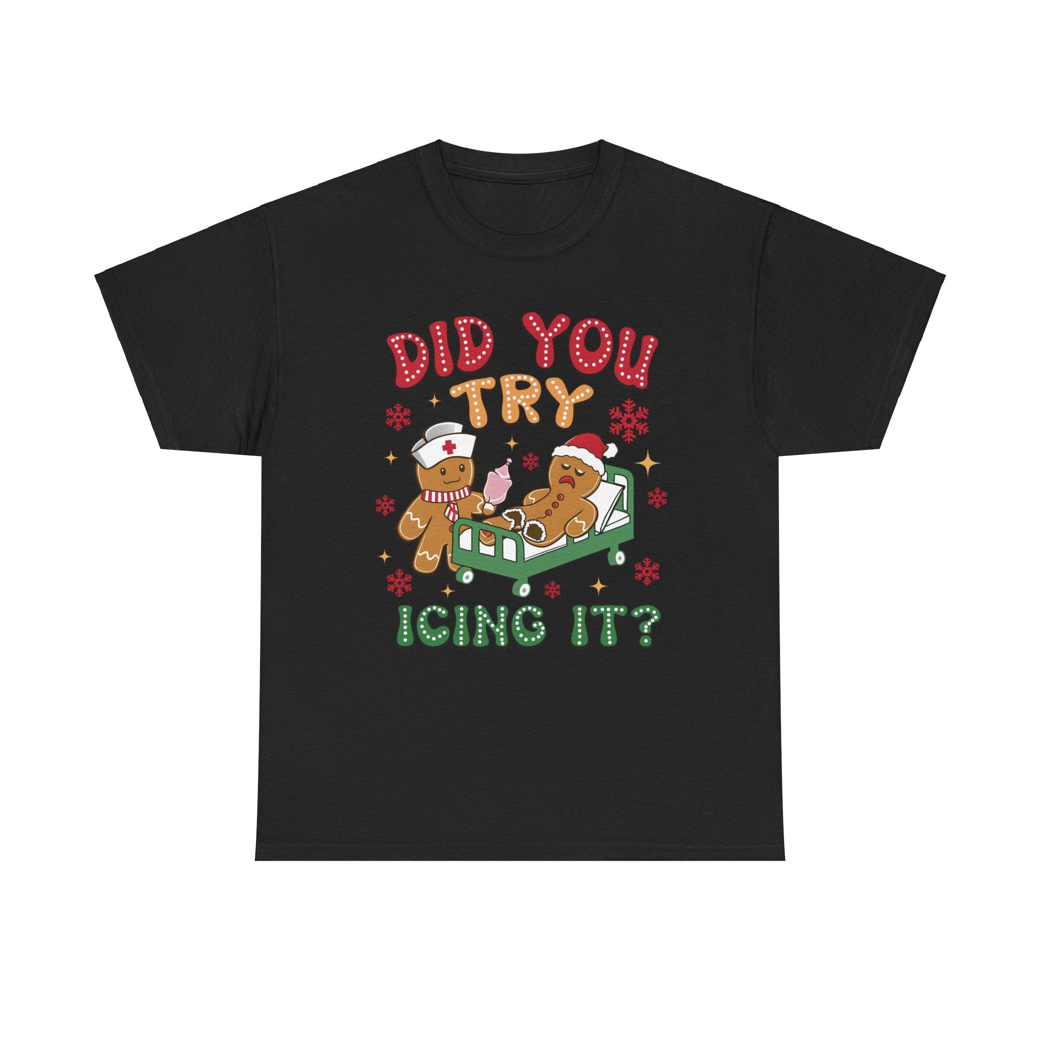 Playful Holiday Heavy Cotton Tee - 'Did You Try Icing It?'