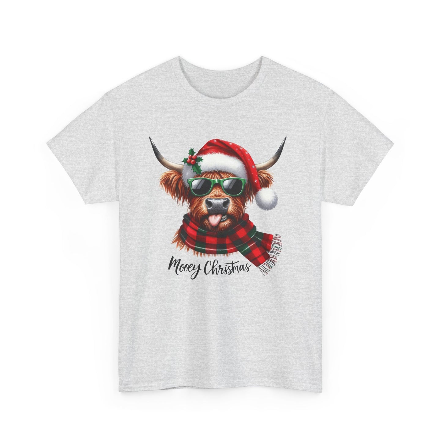 Merry Christmas Highland Cow Tee - Heavy Cotton Shirt