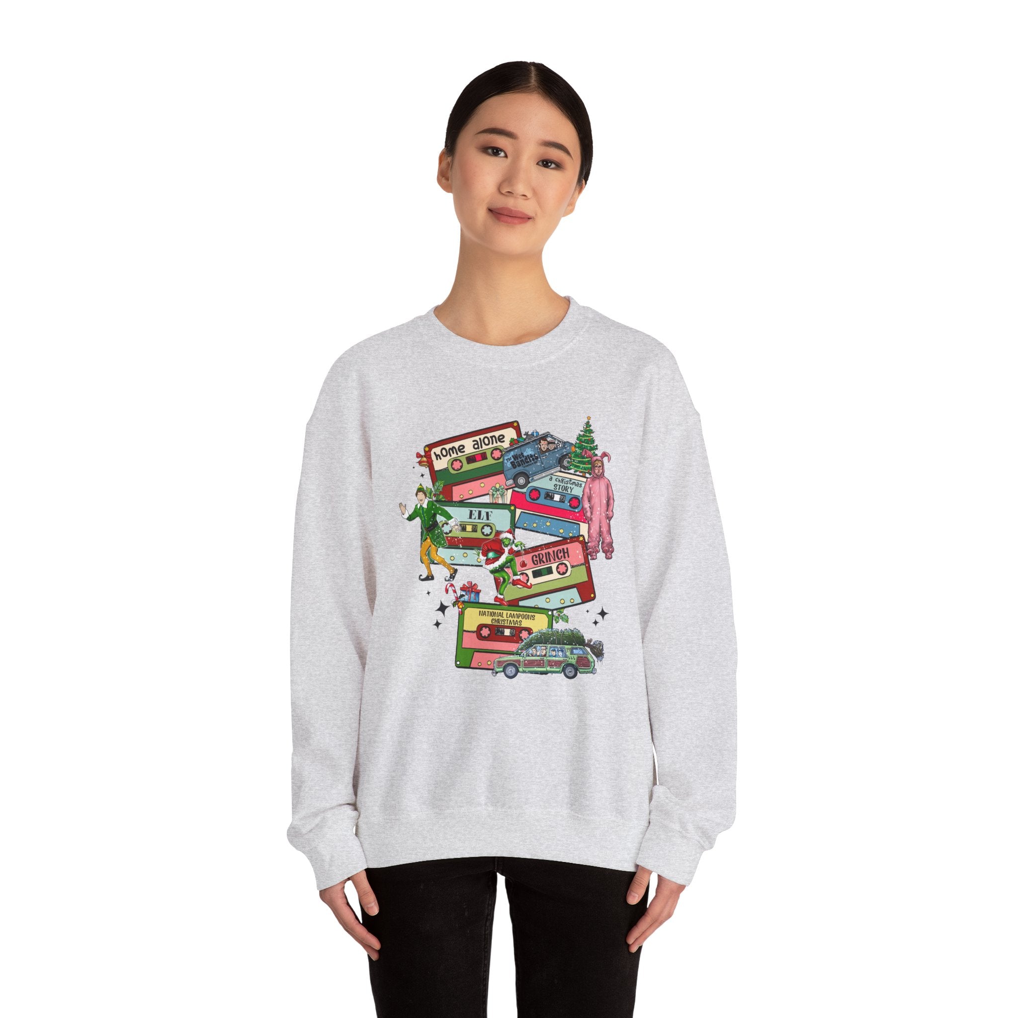 Retro Holiday Movie Crewneck Sweatshirt – Cozy & Festive Design