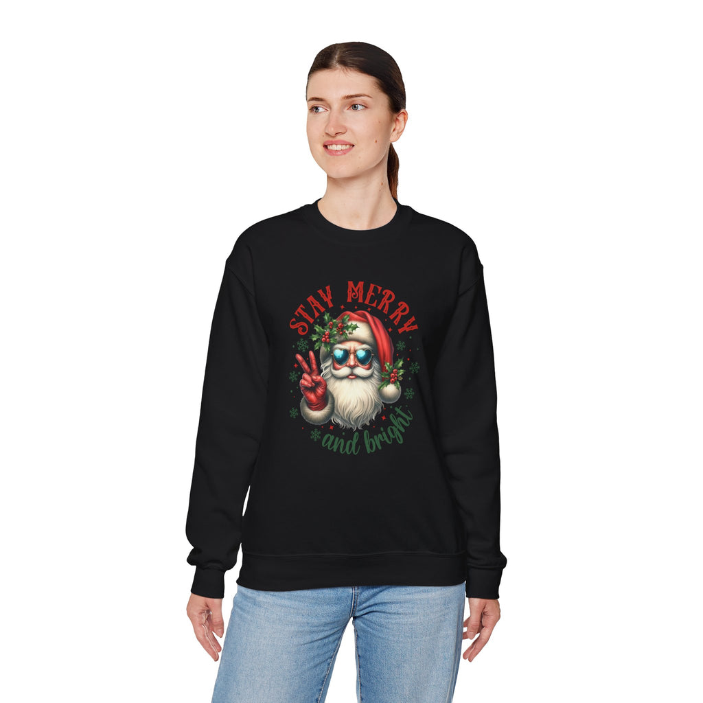 Stay Merry and Bright Crewneck Sweatshirt - Festive Holiday Apparel