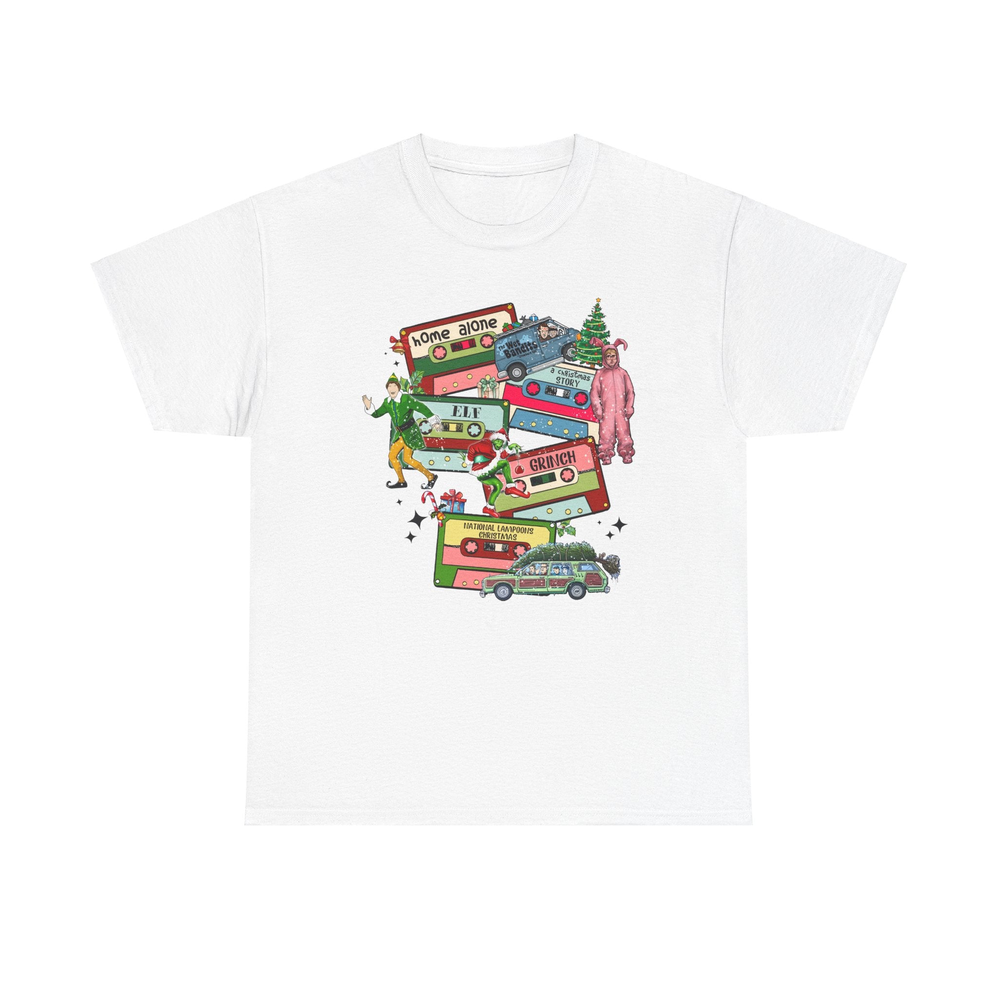 Retro Holiday Vibes Heavy Cotton Tee - 'Home Alone' Christmas Design