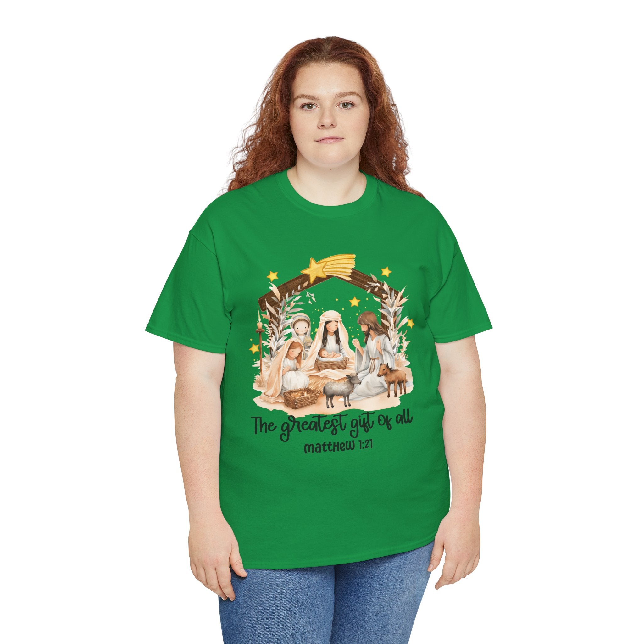 The Greatest Gift of All Heavy Cotton Tee - Christmas Nativity Design