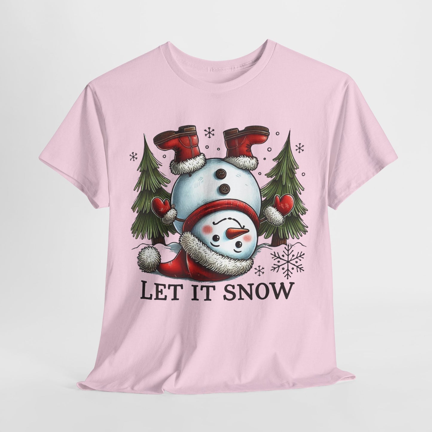 Let It Snow Heavy Cotton Tee - Festive Winter Apparel