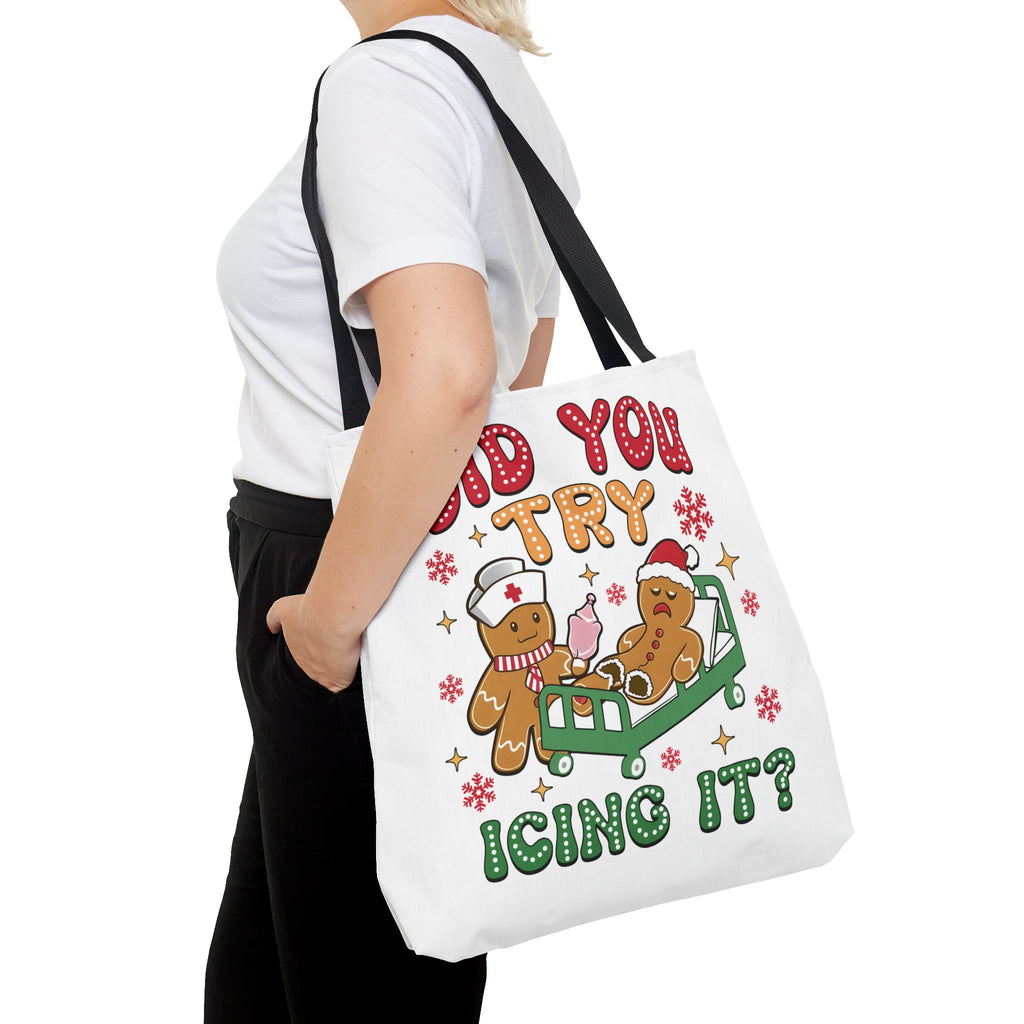 Funny Holiday Tote Bag - "Did You Try Icing It?" Christmas Gift
