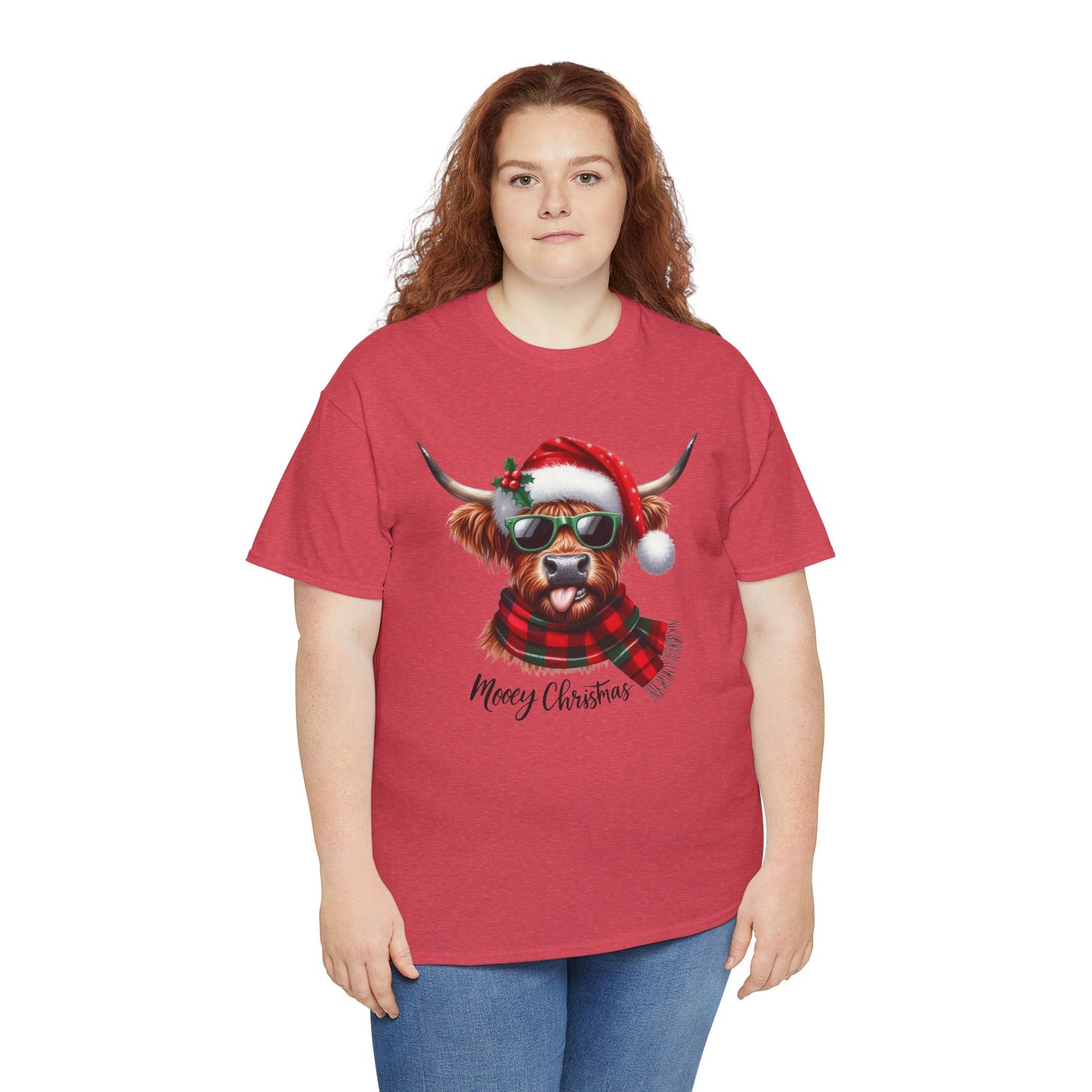 Merry Christmas Highland Cow Tee - Heavy Cotton Shirt