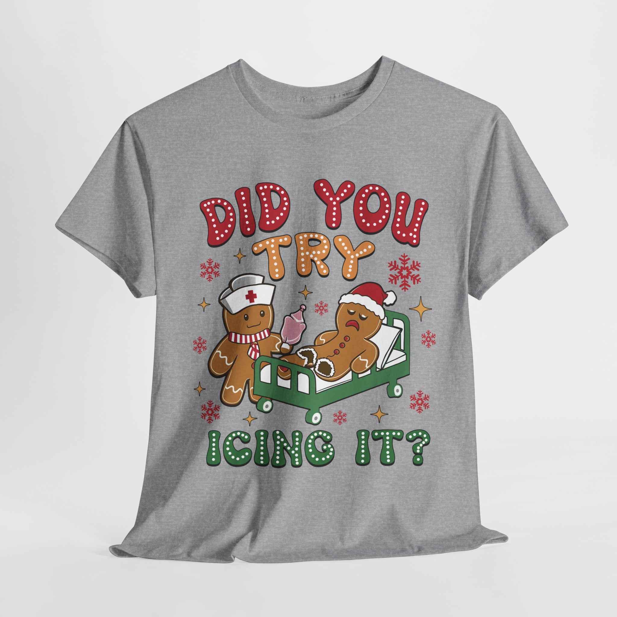Playful Holiday Heavy Cotton Tee - 'Did You Try Icing It?'