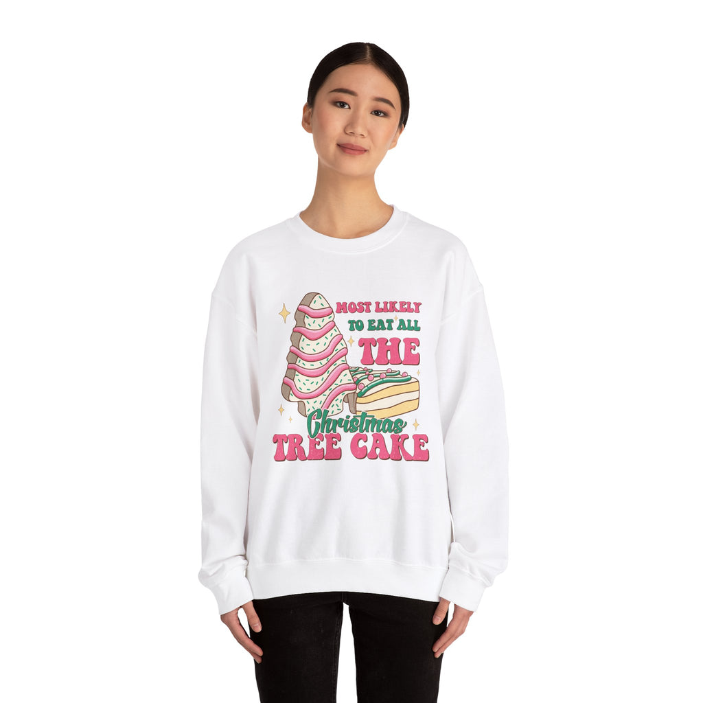 Heavy Blend™ Crewneck Sweatshirt - Most Likely to Eat All the Christmas Tree Cake