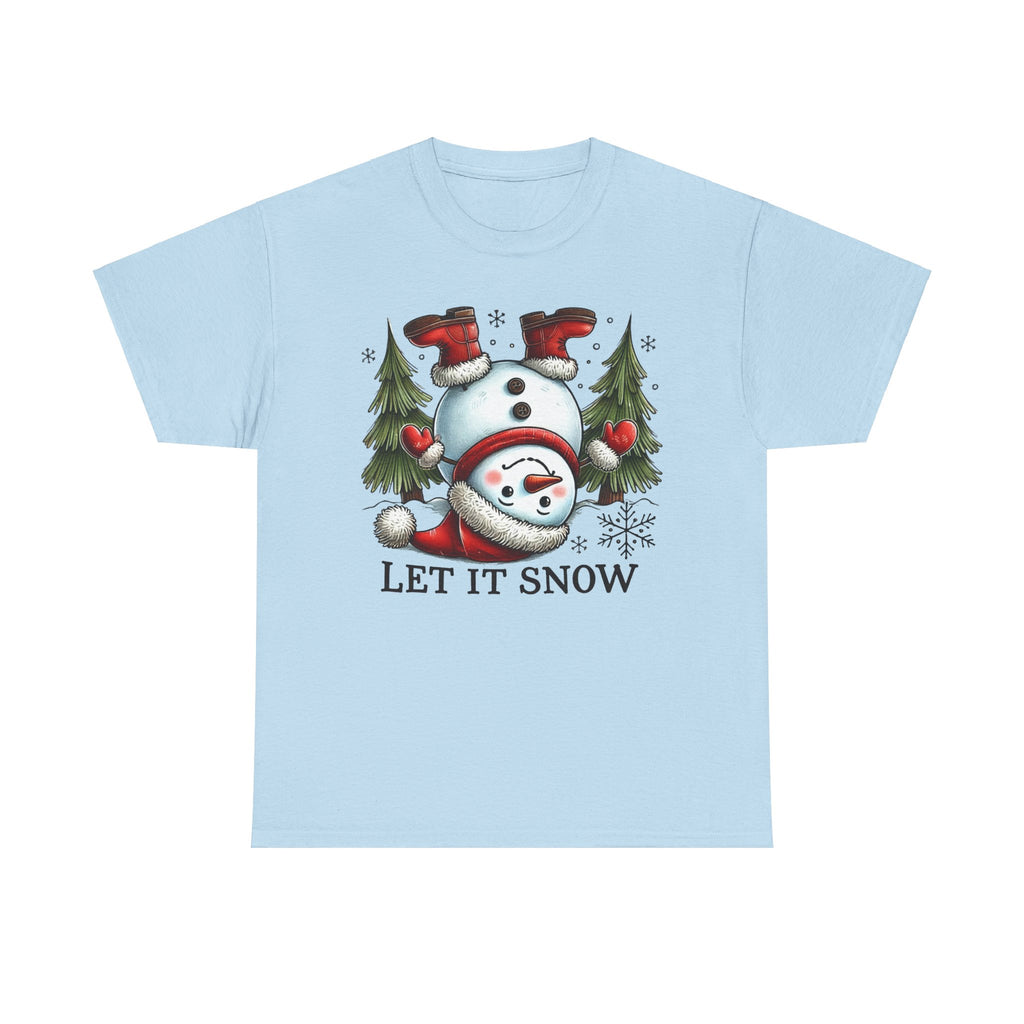 Let It Snow Heavy Cotton Tee - Festive Winter Apparel