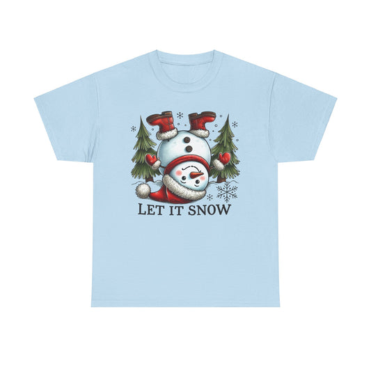 Let It Snow Heavy Cotton Tee - Festive Winter Apparel