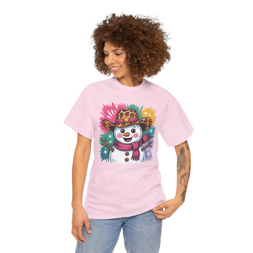 Cute Western Snowman Holiday Tee