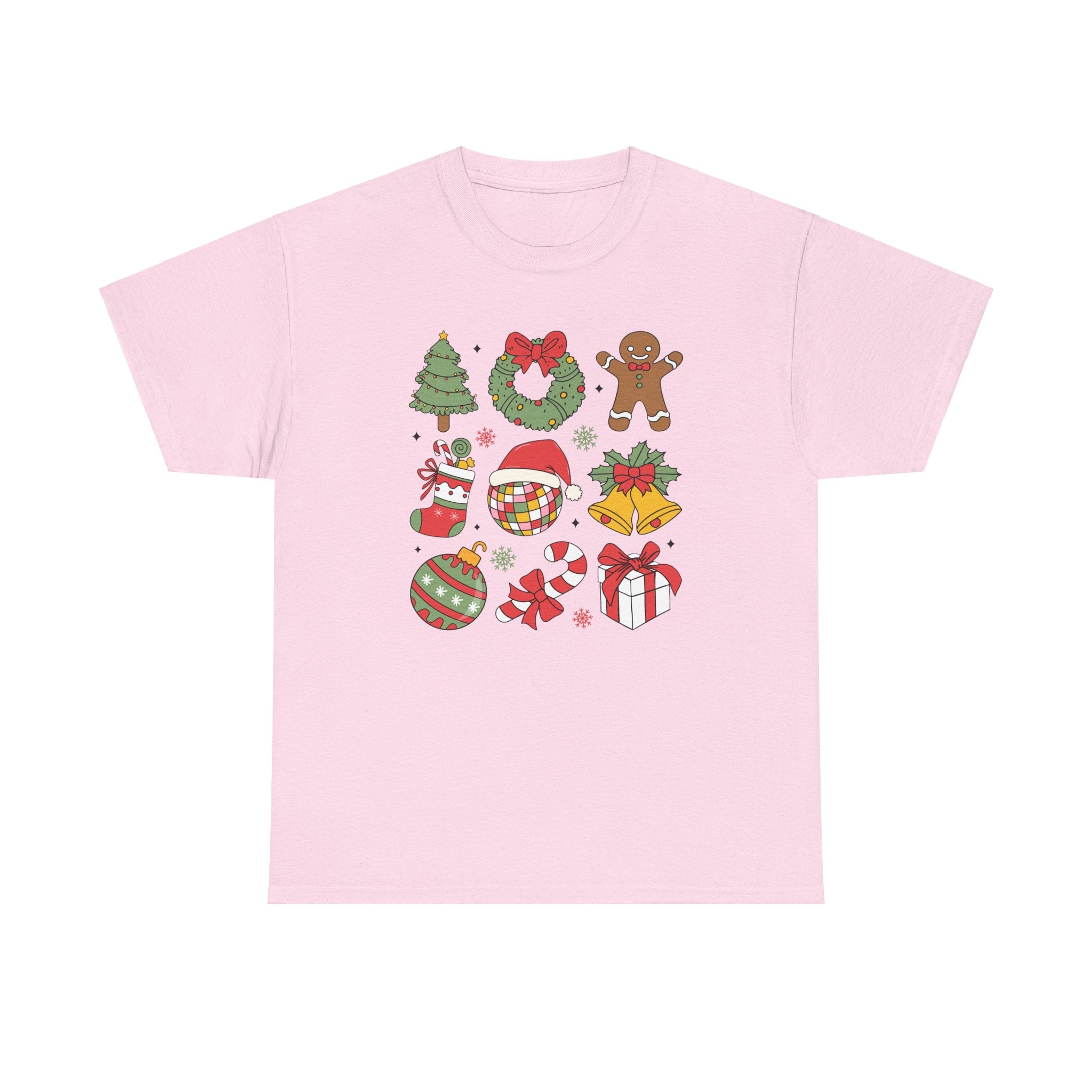 Festive Holiday Heavy Cotton Tee - Christmas Cheer Design