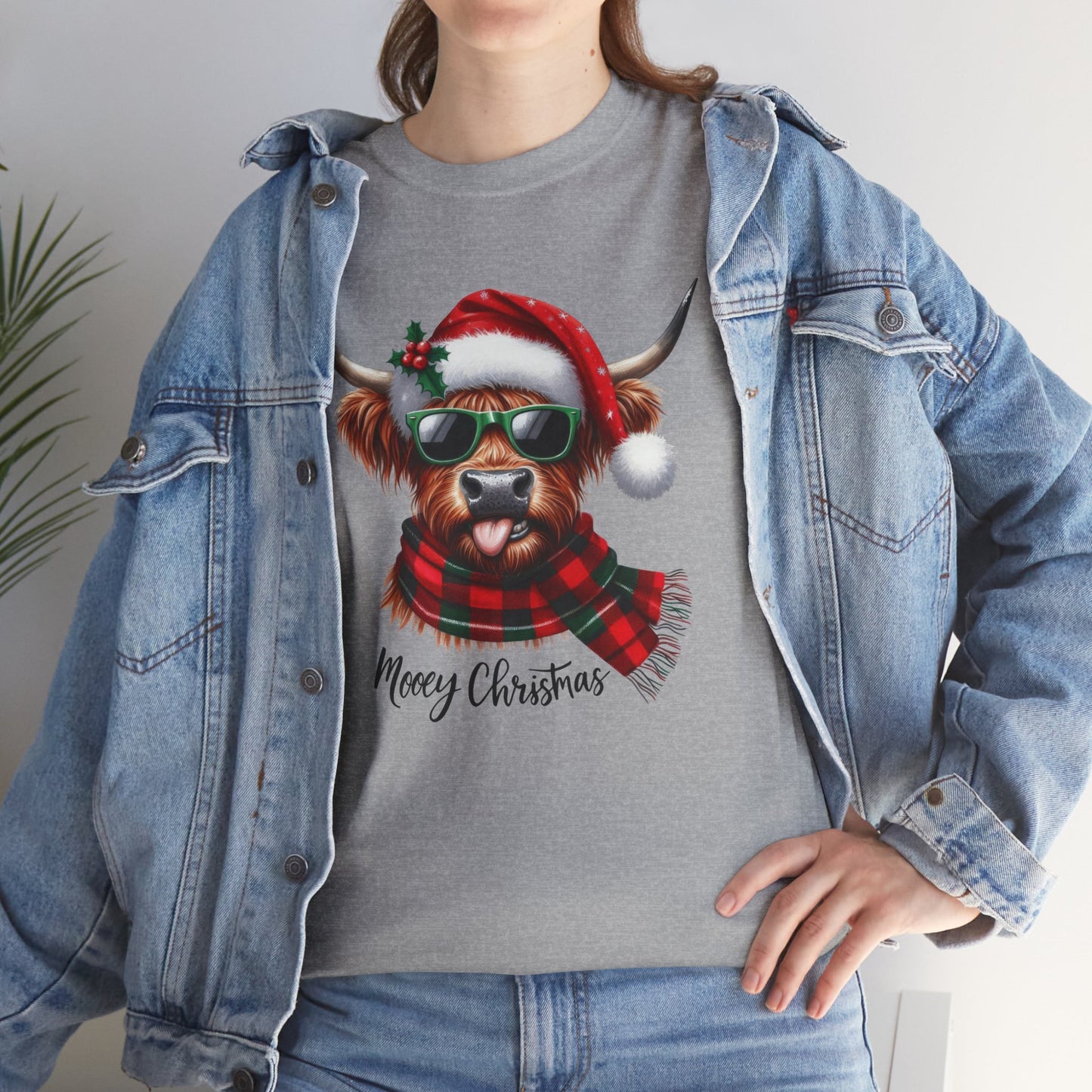 Merry Christmas Highland Cow Tee - Heavy Cotton Shirt