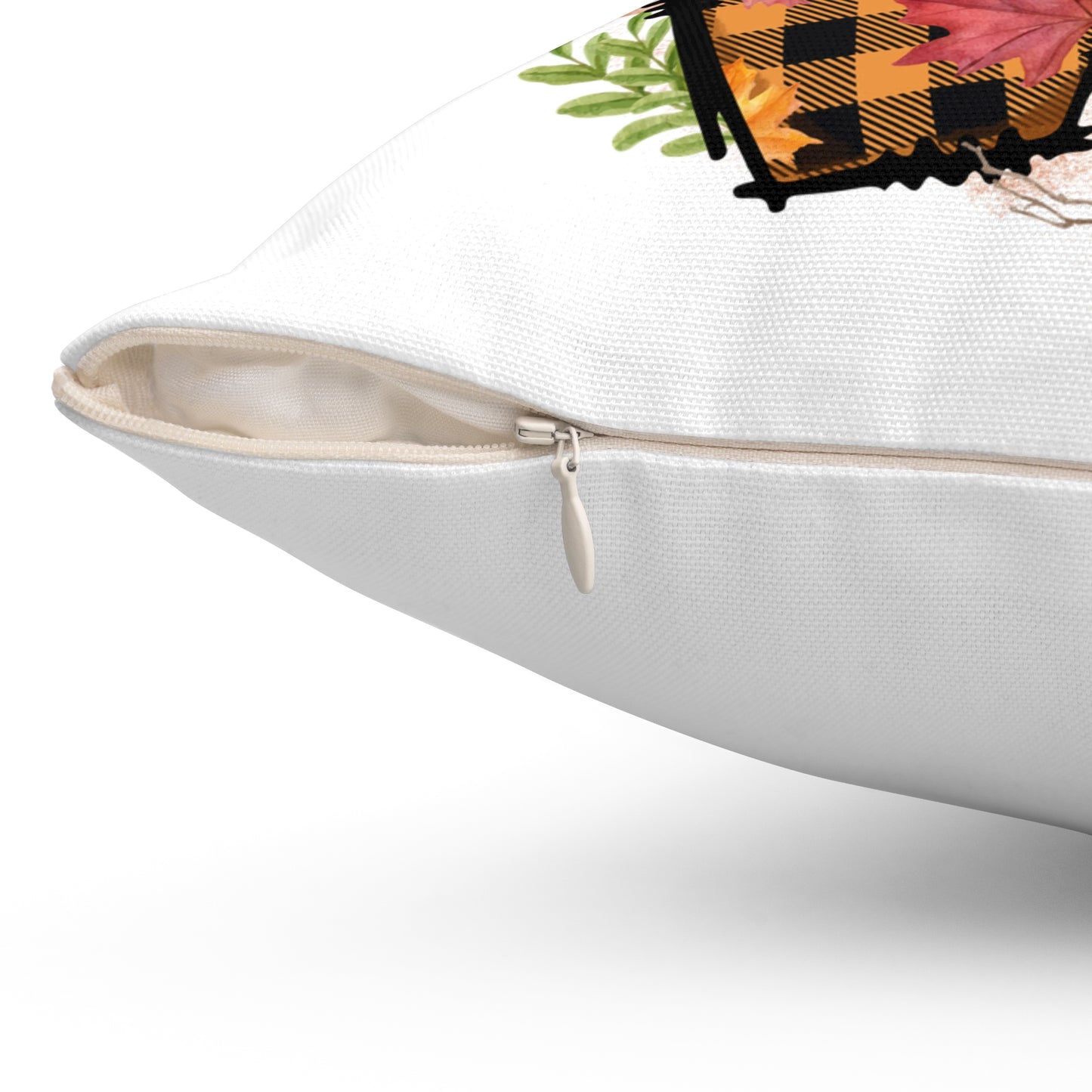 Autumn LOVE Pillow — Fall Plaid Pumpkin Coffee Decorative Throw Pillow