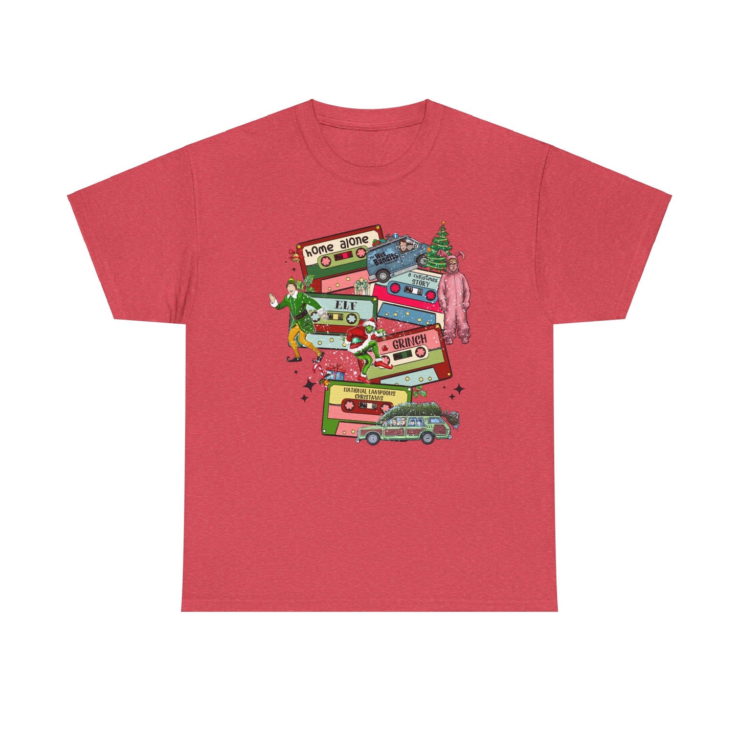 Retro Holiday Vibes Heavy Cotton Tee - 'Home Alone' Christmas Design