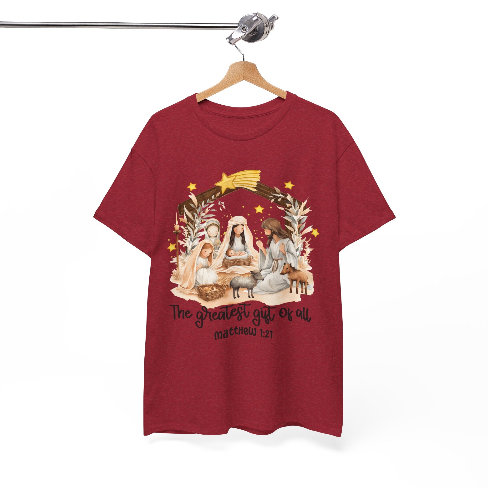 The Greatest Gift of All Heavy Cotton Tee - Christmas Nativity Design