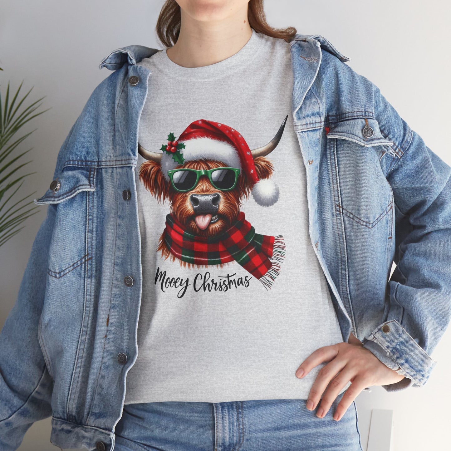 Merry Christmas Highland Cow Tee - Heavy Cotton Shirt