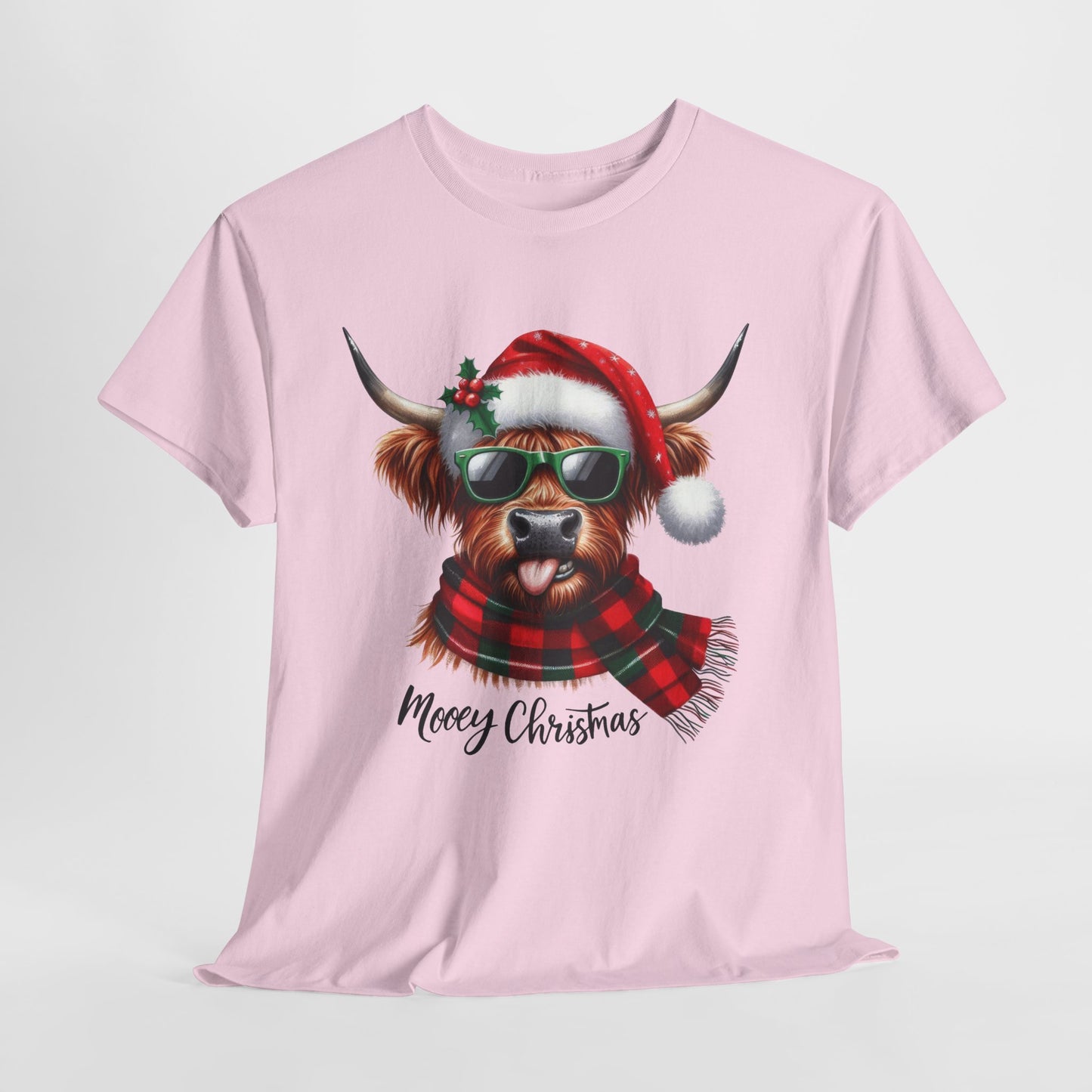 Merry Christmas Highland Cow Tee - Heavy Cotton Shirt