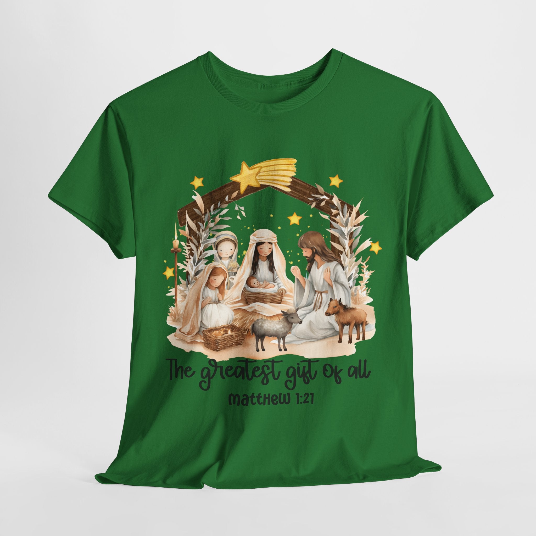 The Greatest Gift of All Heavy Cotton Tee - Christmas Nativity Design