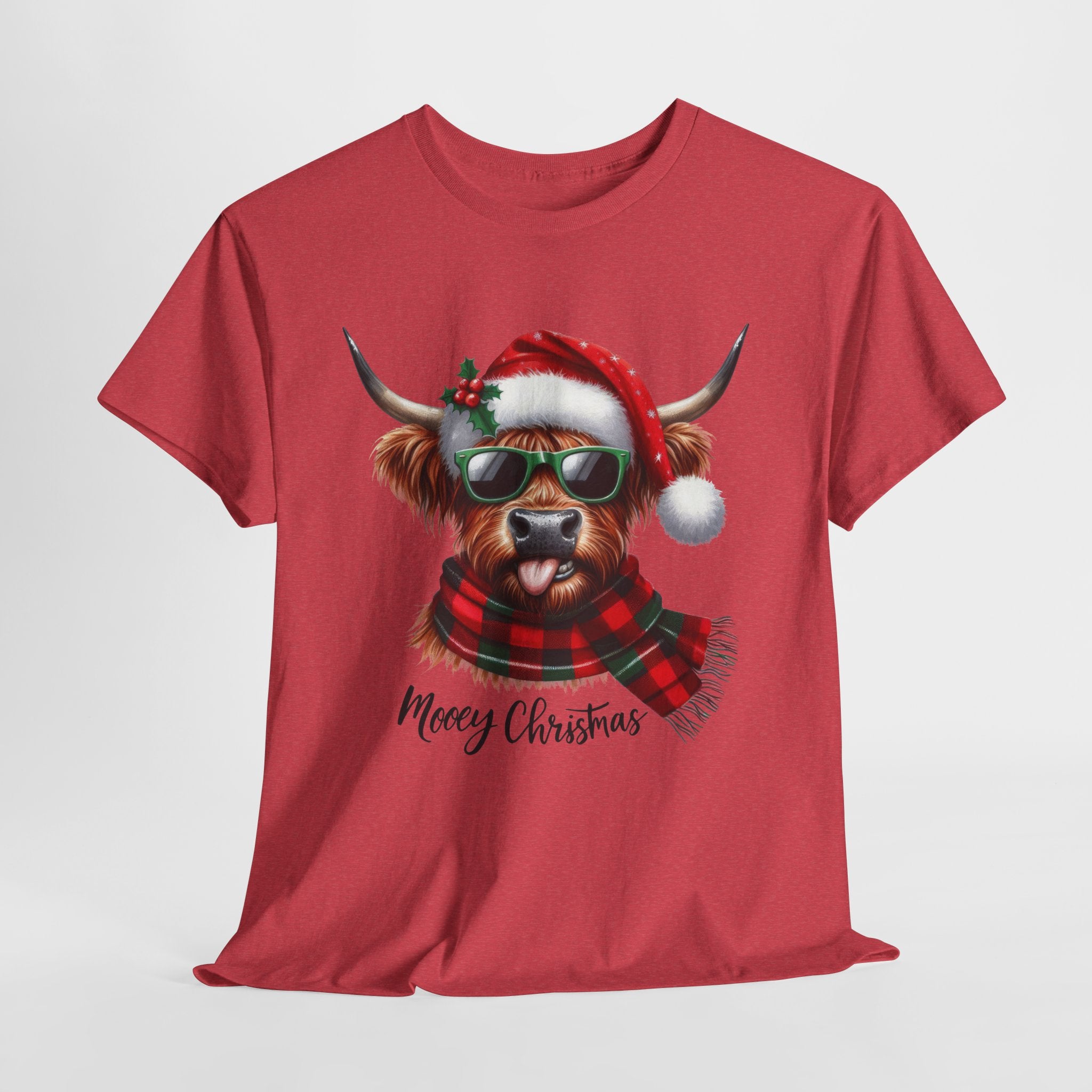 Merry Christmas Highland Cow Tee - Heavy Cotton Shirt
