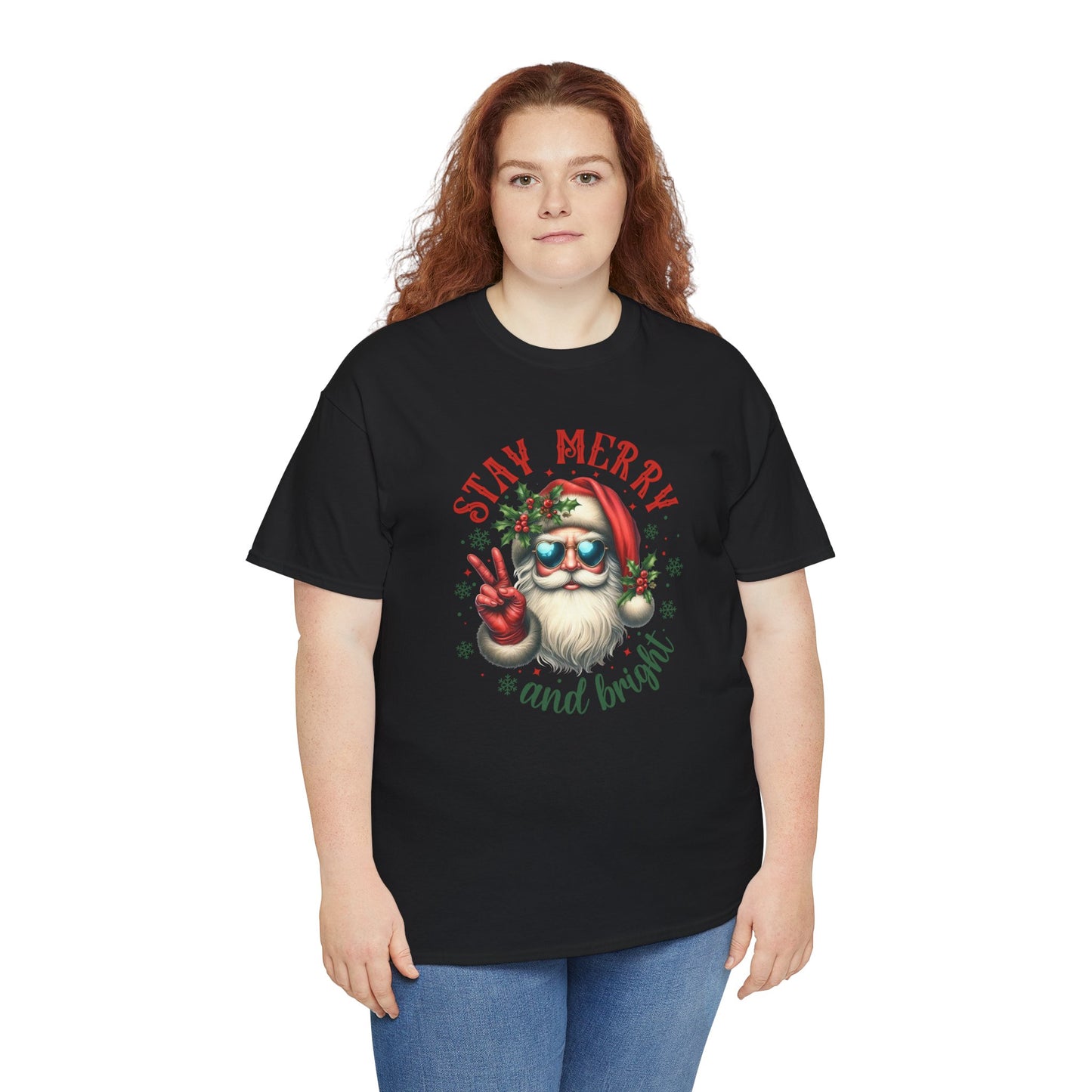 Stay Merry Holiday Heavy Cotton Tee | Fun Christmas Shirt