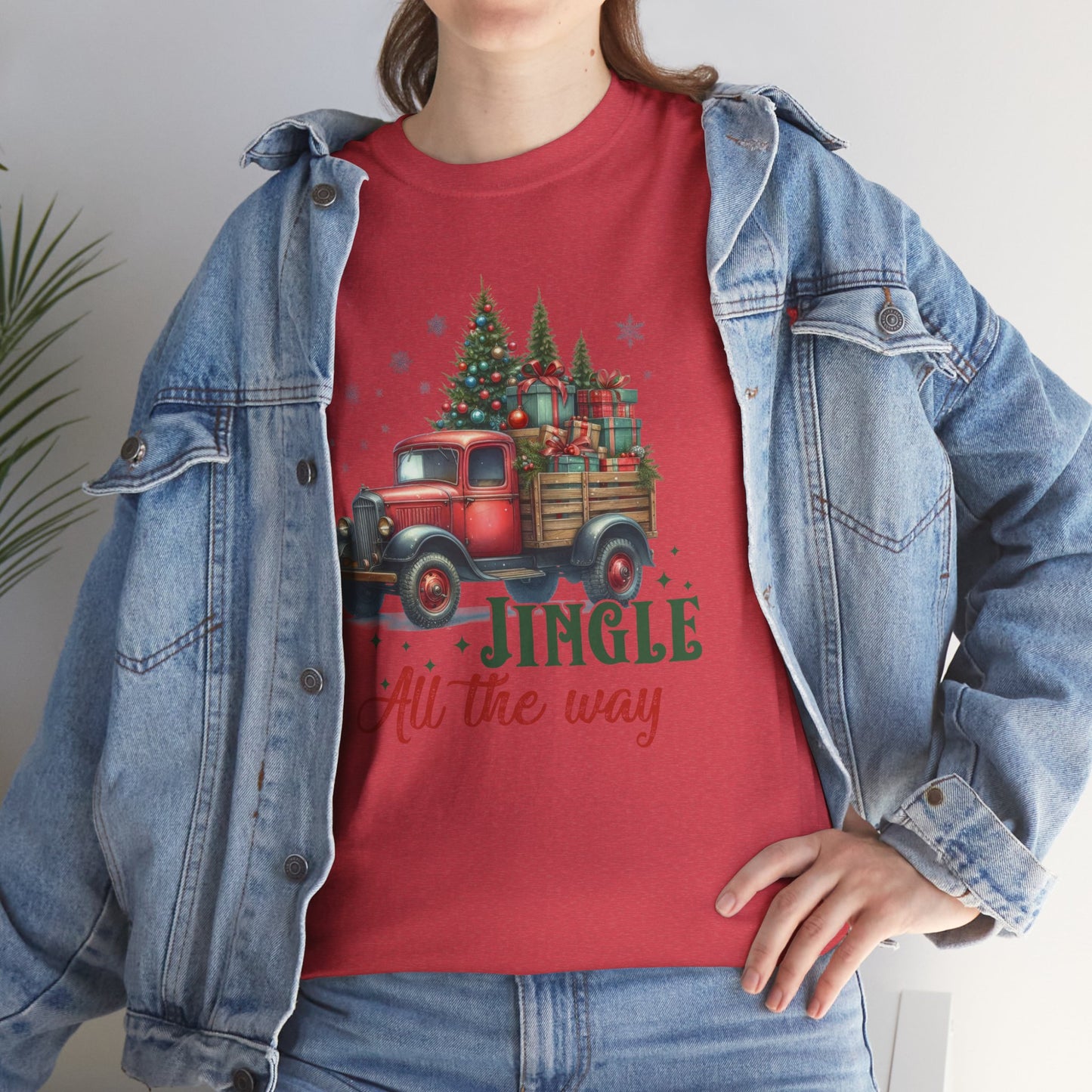 Jingle All the Way Holiday Tee - Heavy Cotton Shirt for Christmas Celebrations