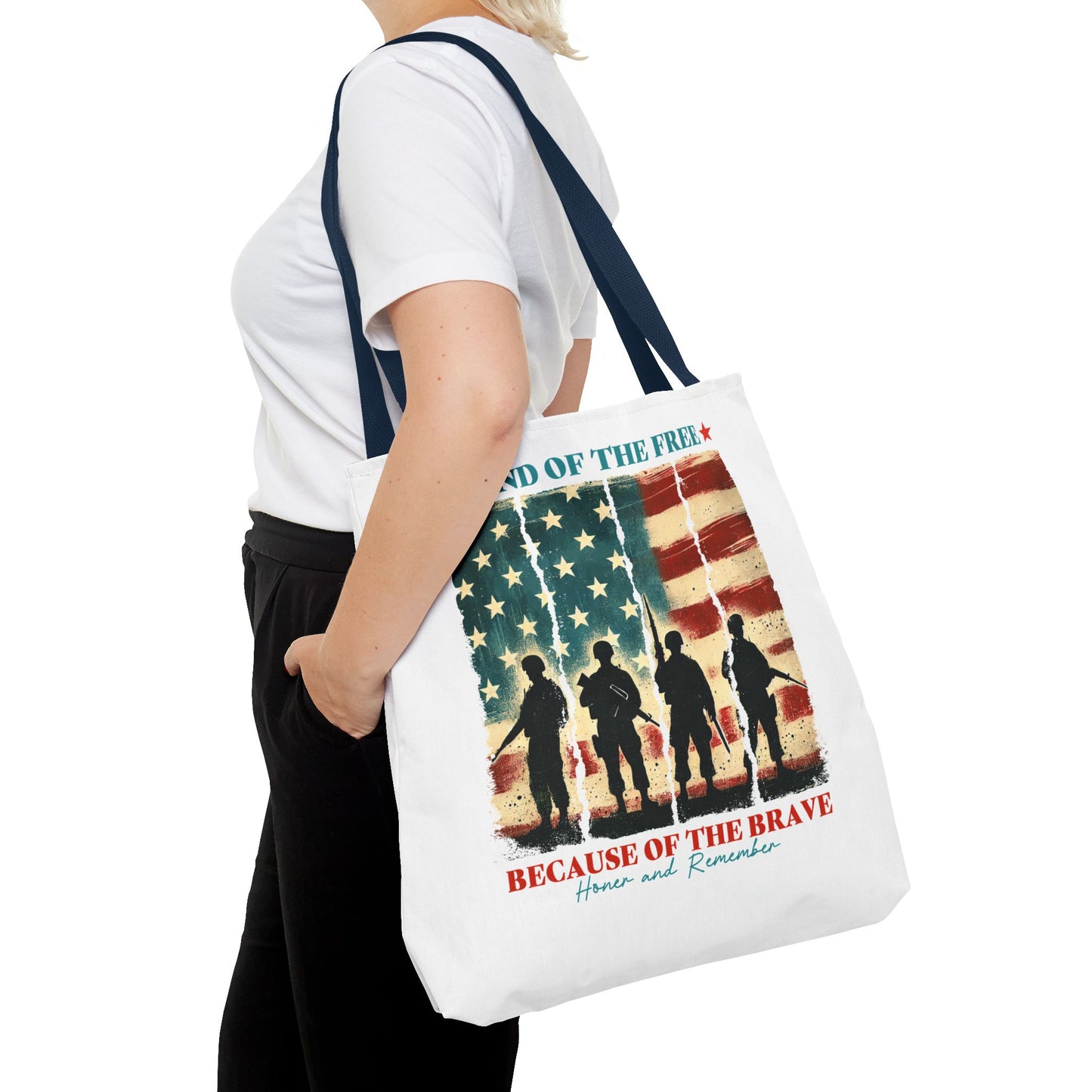 Patriotic Tote Bag - Land of the Free, Because of the Brave