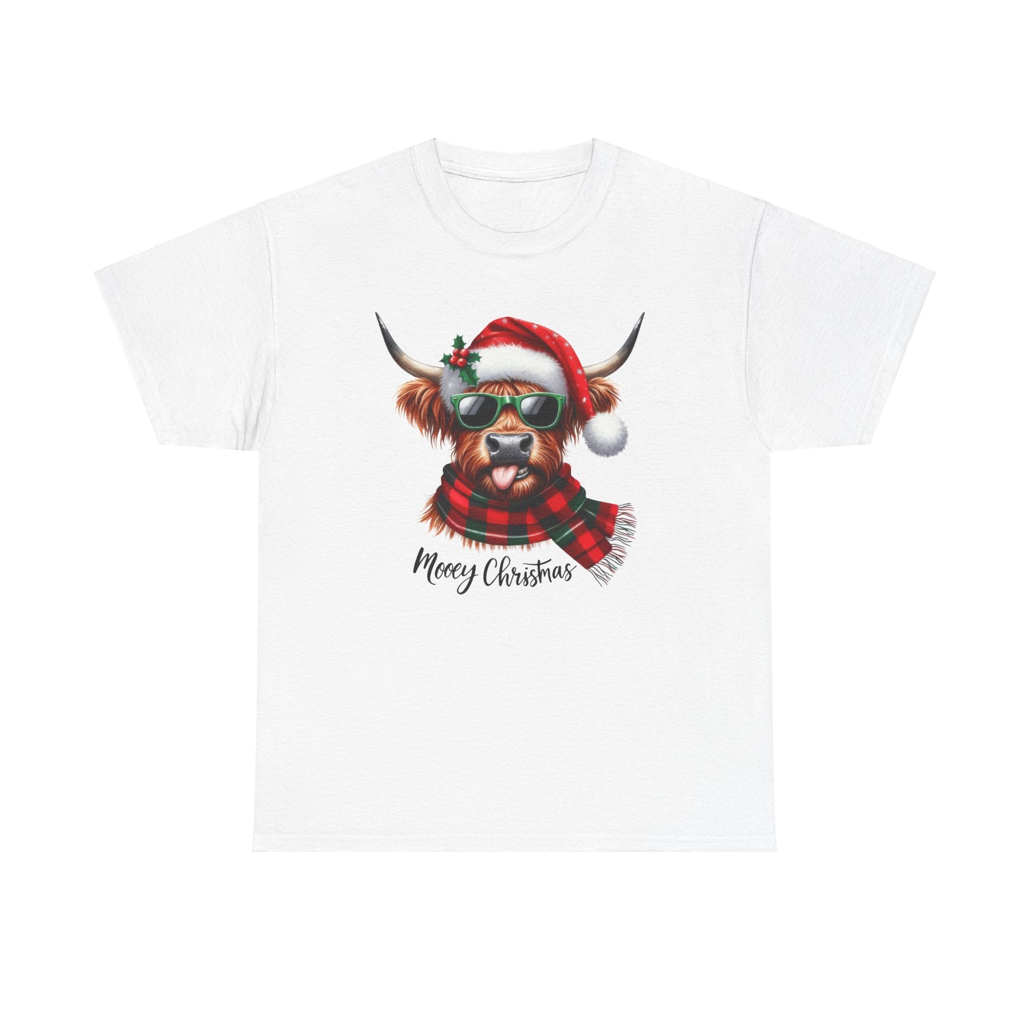 Merry Christmas Highland Cow Tee - Heavy Cotton Shirt
