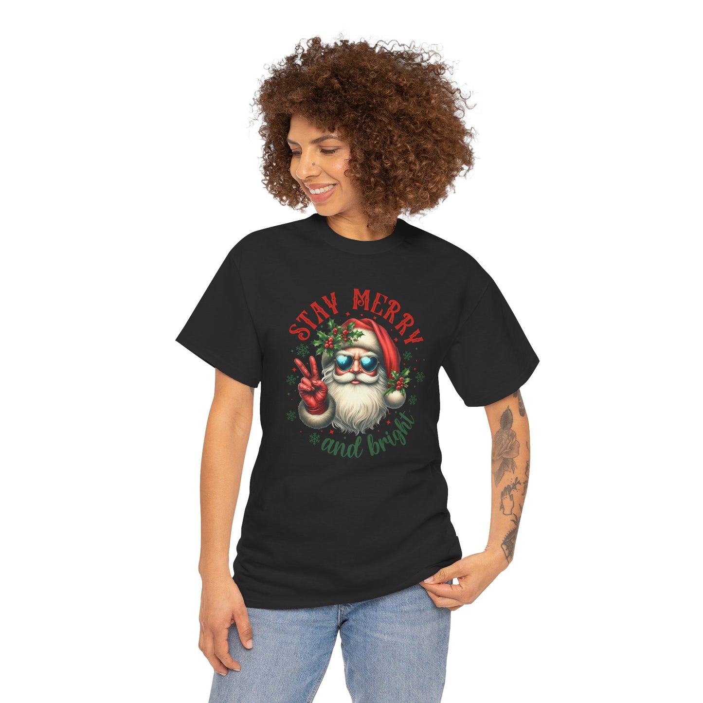 Stay Merry Holiday Heavy Cotton Tee | Fun Christmas Shirt