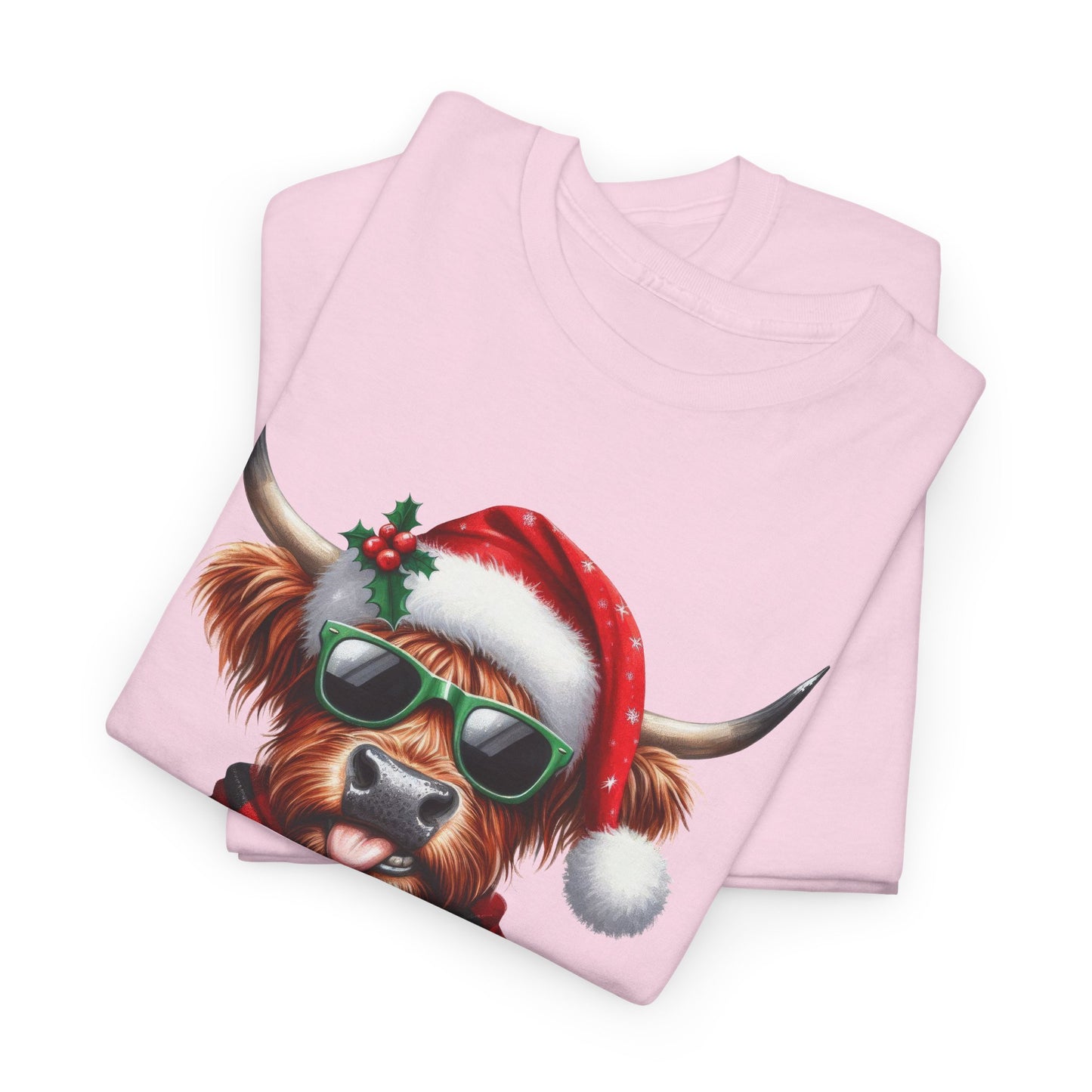 Merry Christmas Highland Cow Tee - Heavy Cotton Shirt