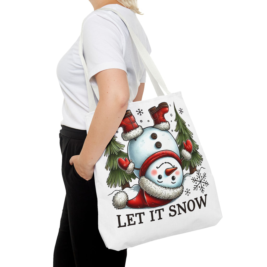 Festive Snowman Tote Bag - "Let It Snow" Christmas Shopping Bag