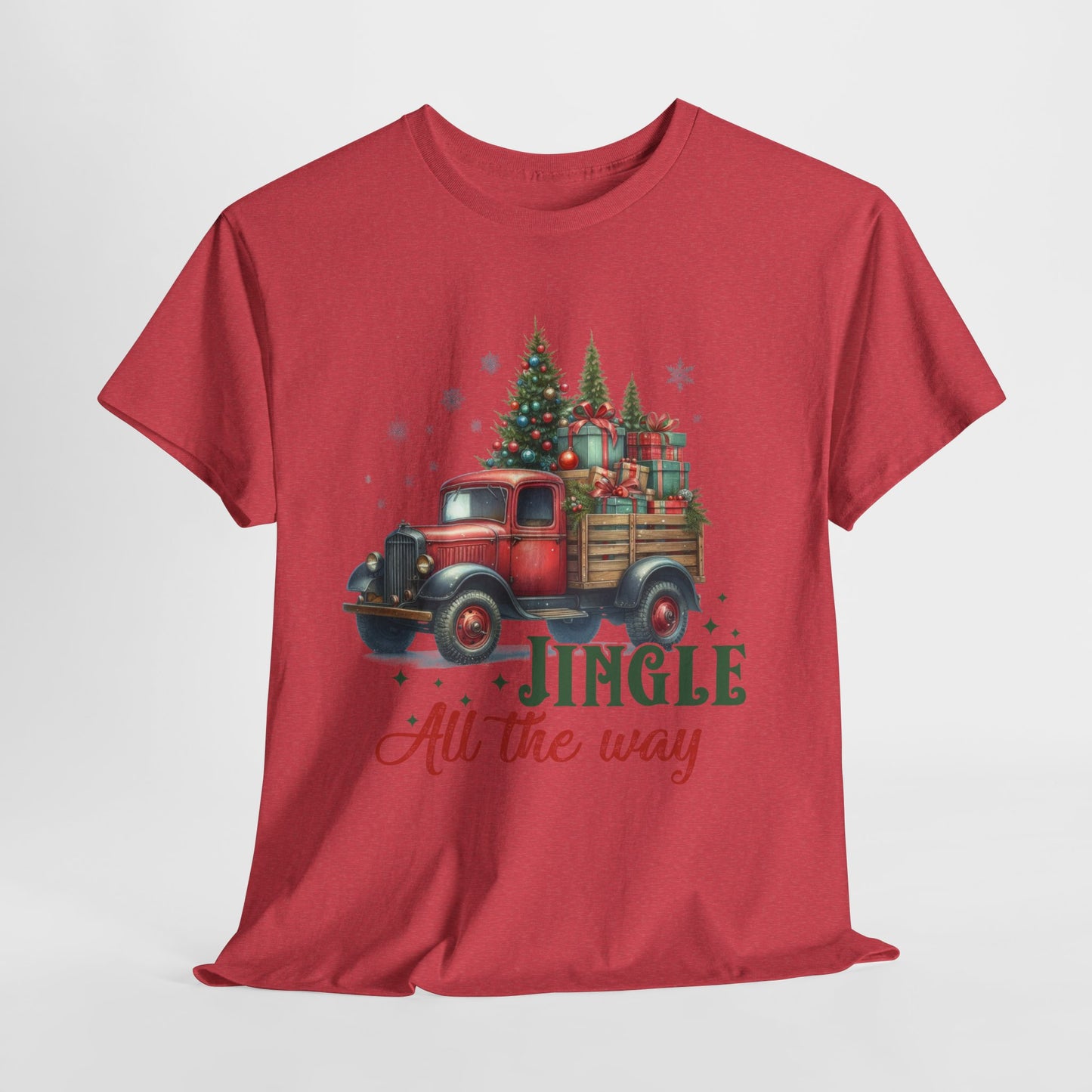 Jingle All the Way Holiday Tee - Heavy Cotton Shirt for Christmas Celebrations