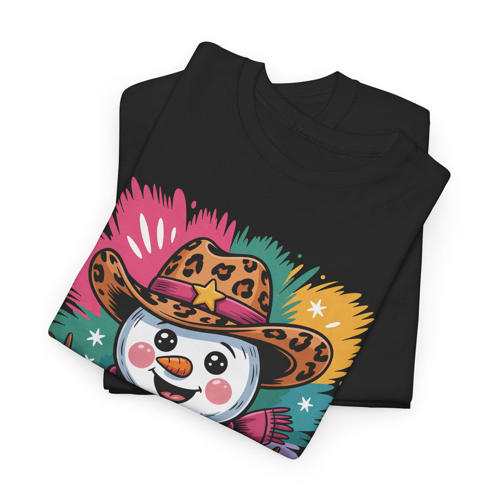 Cute Western Snowman Holiday Tee